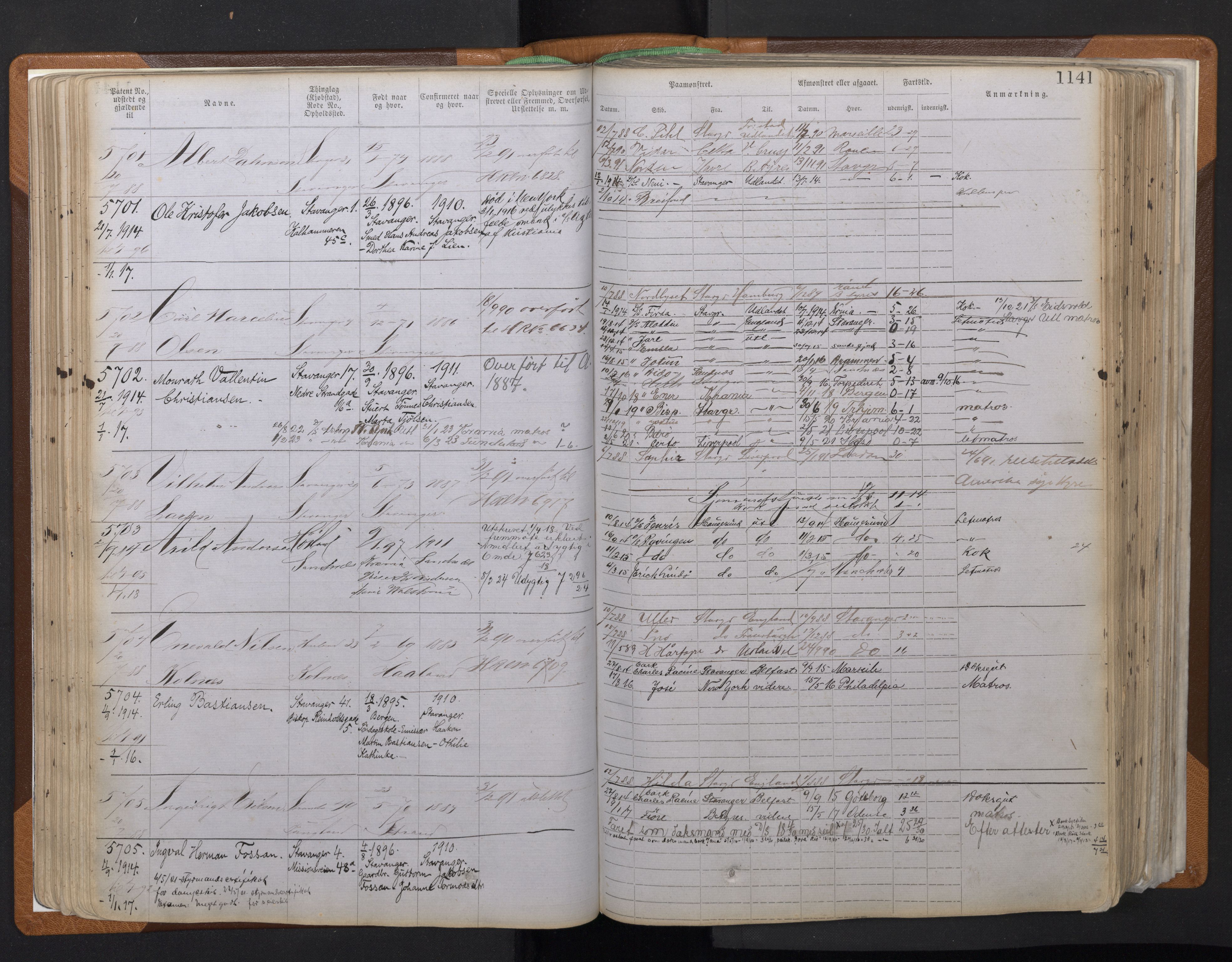 Stavanger sjømannskontor, AV/SAST-A-102006/F/Ff/L0011: Annotasjonsrulle, patentnr. 5225-7180 (dublett), 1887-1900, p. 105