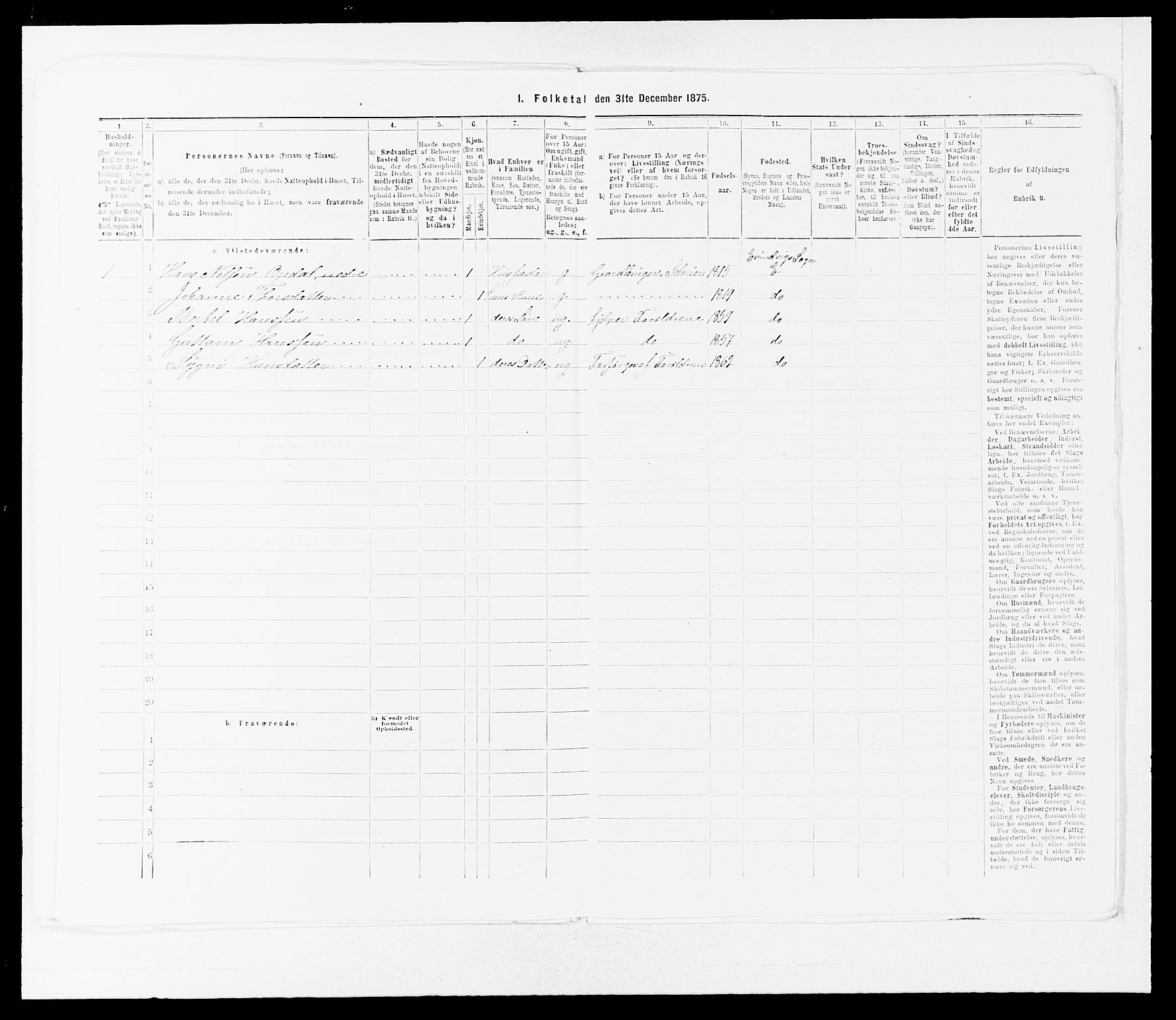 SAB, 1875 census for 1411P Eivindvik, 1875, p. 315