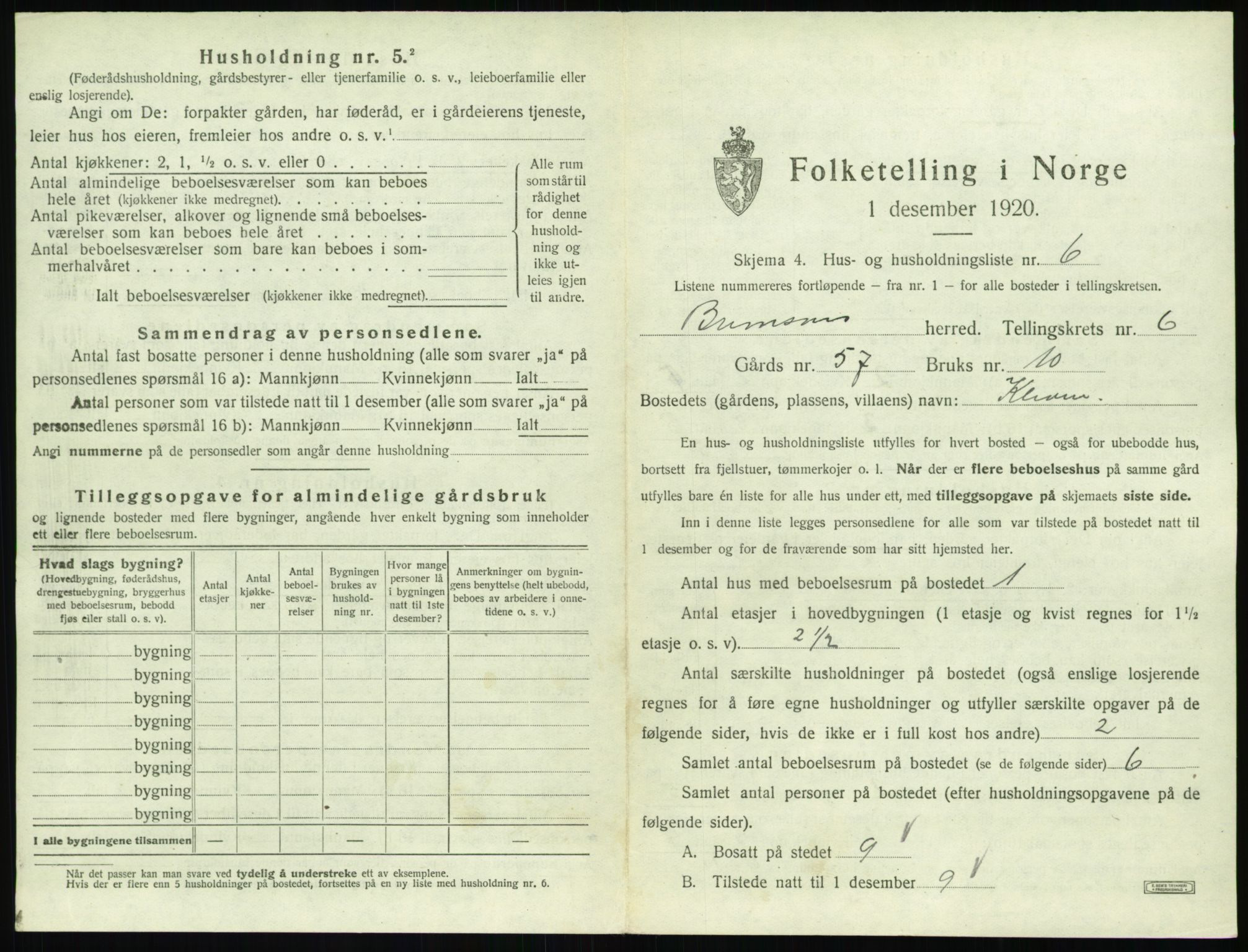 SAT, 1920 census for Bremsnes, 1920, p. 683