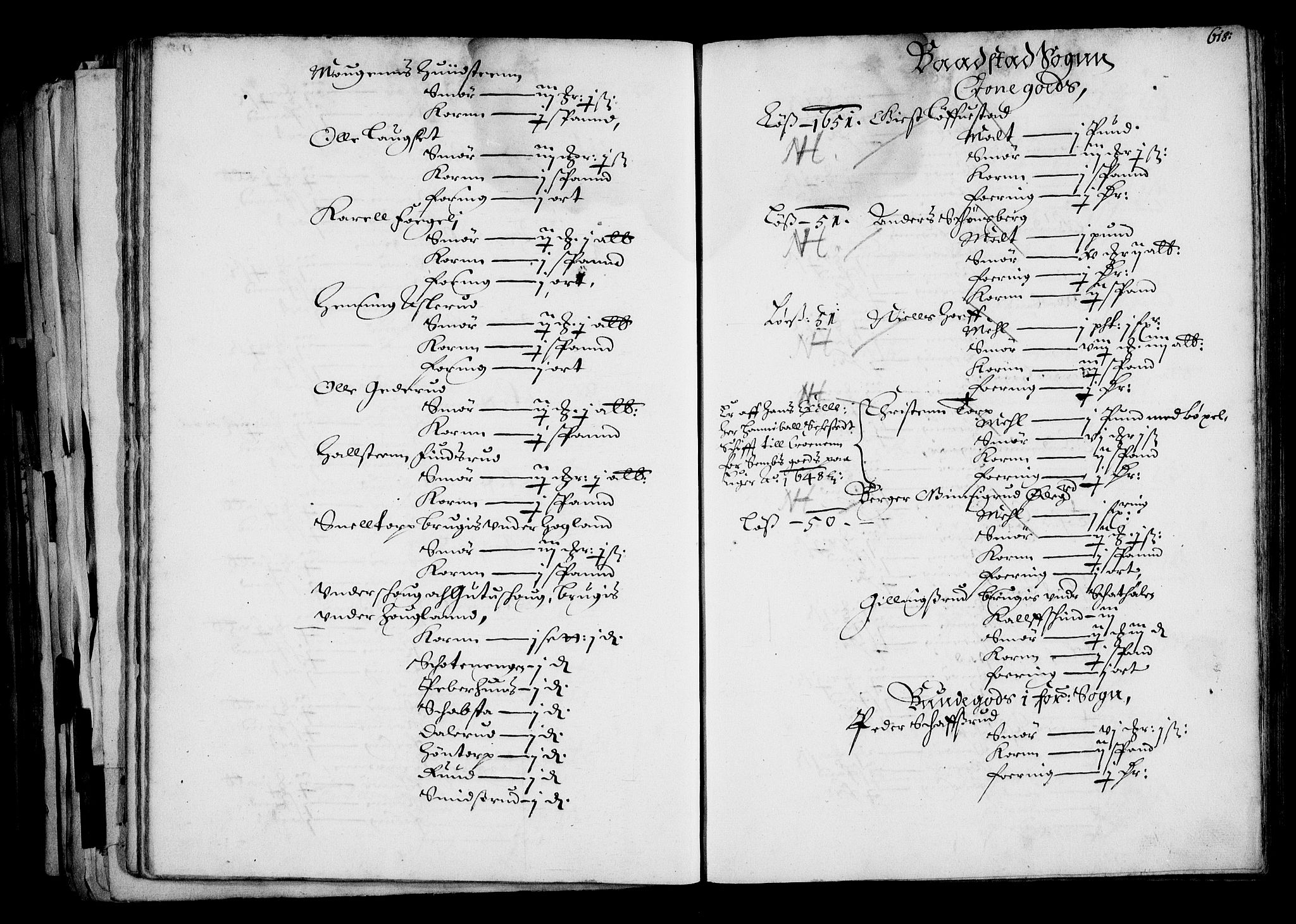 Rentekammeret inntil 1814, Realistisk ordnet avdeling, RA/EA-4070/N/Na/L0001: [XI f]: Akershus stifts jordebok, 1652, p. 617b-618a