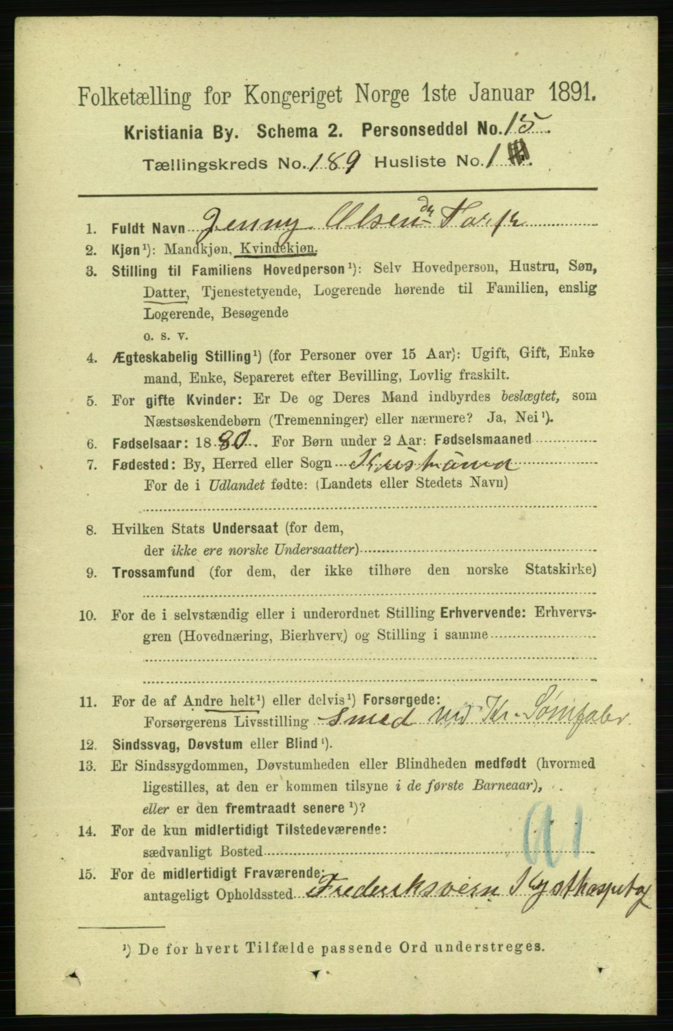 RA, 1891 census for 0301 Kristiania, 1891, p. 113204