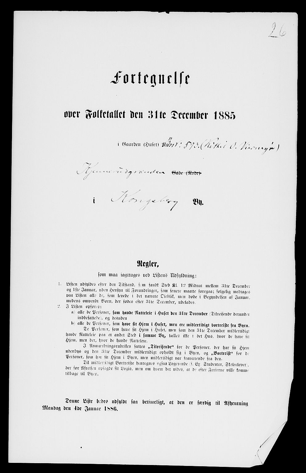 SAKO, 1885 census for 0604 Kongsberg, 1885, p. 1370