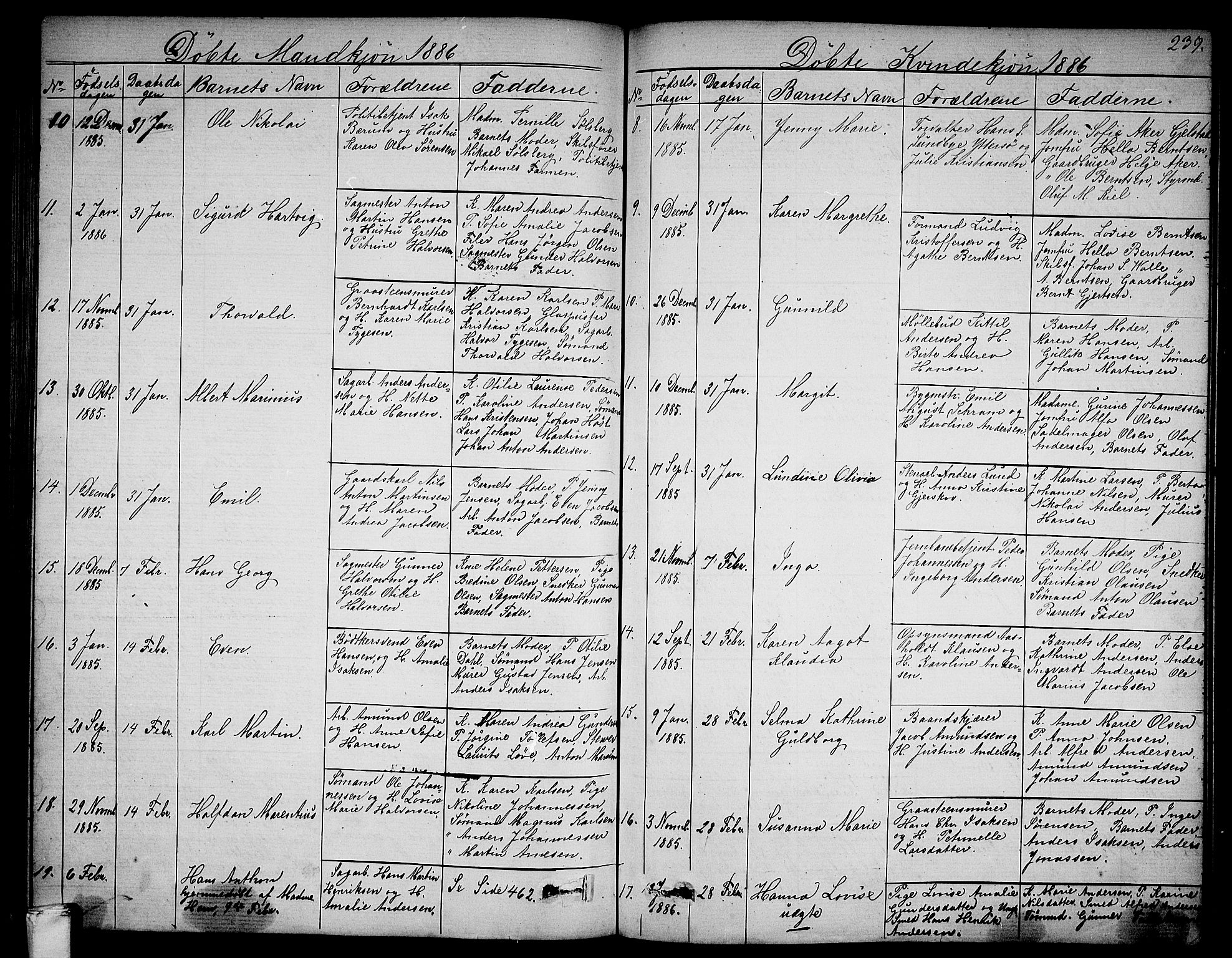 Larvik kirkebøker, AV/SAKO-A-352/G/Ga/L0004: Parish register (copy) no. I 4, 1871-1888, p. 239