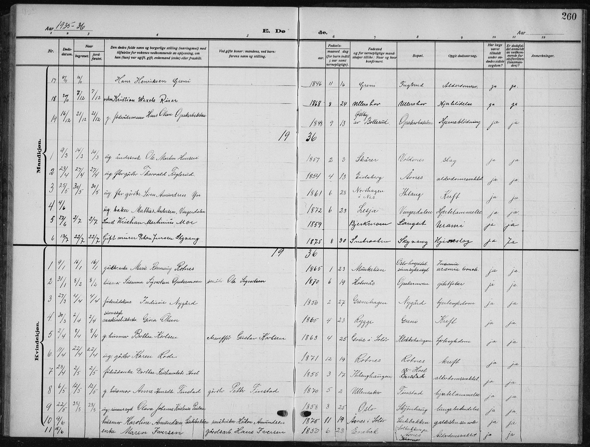 Nes prestekontor Kirkebøker, AV/SAO-A-10410/G/Ga/L0003: Parish register (copy) no. I 3, 1913-1941, p. 260