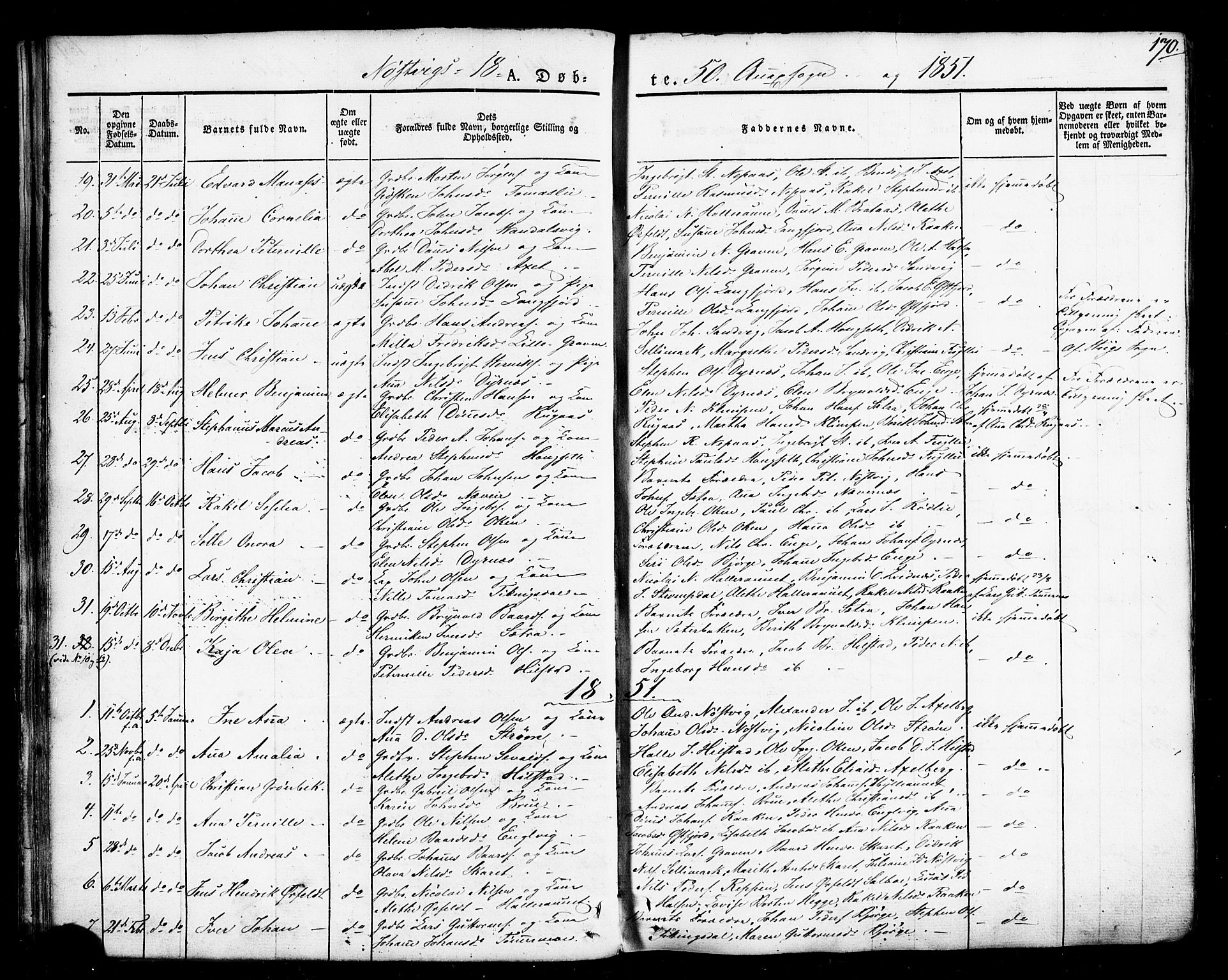 Ministerialprotokoller, klokkerbøker og fødselsregistre - Nordland, SAT/A-1459/814/L0224: Parish register (official) no. 814A05, 1834-1874, p. 170