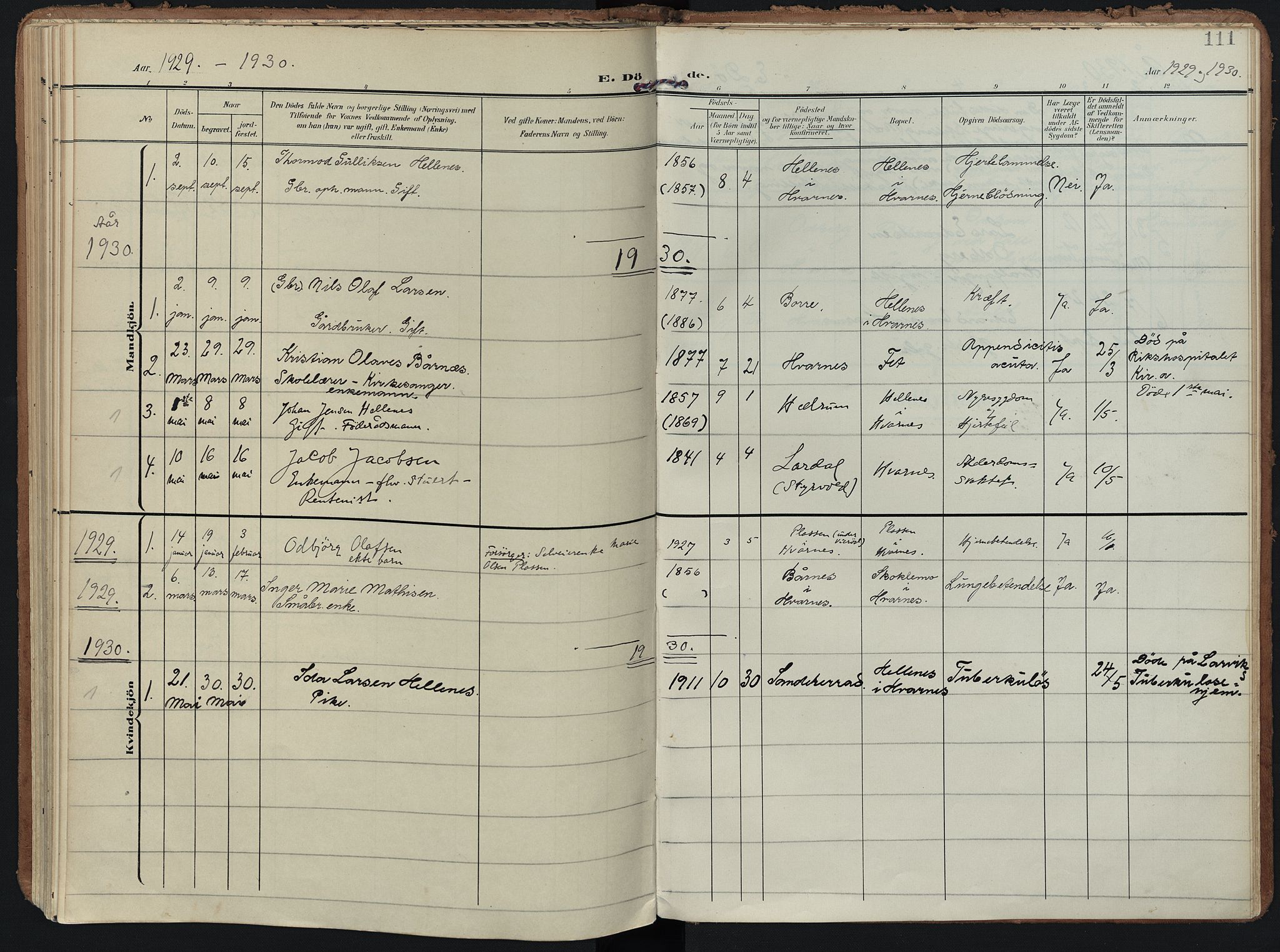 Hedrum kirkebøker, SAKO/A-344/F/Fc/L0002: Parish register (official) no. III 2, 1907-1930, p. 111