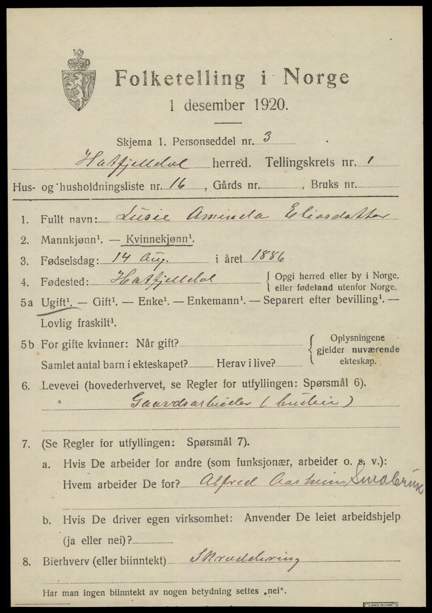 SAT, 1920 census for Hattfjelldal, 1920, p. 540