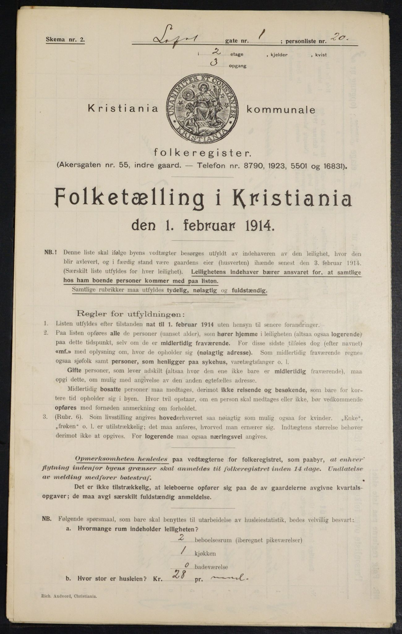 OBA, Municipal Census 1914 for Kristiania, 1914, p. 58278