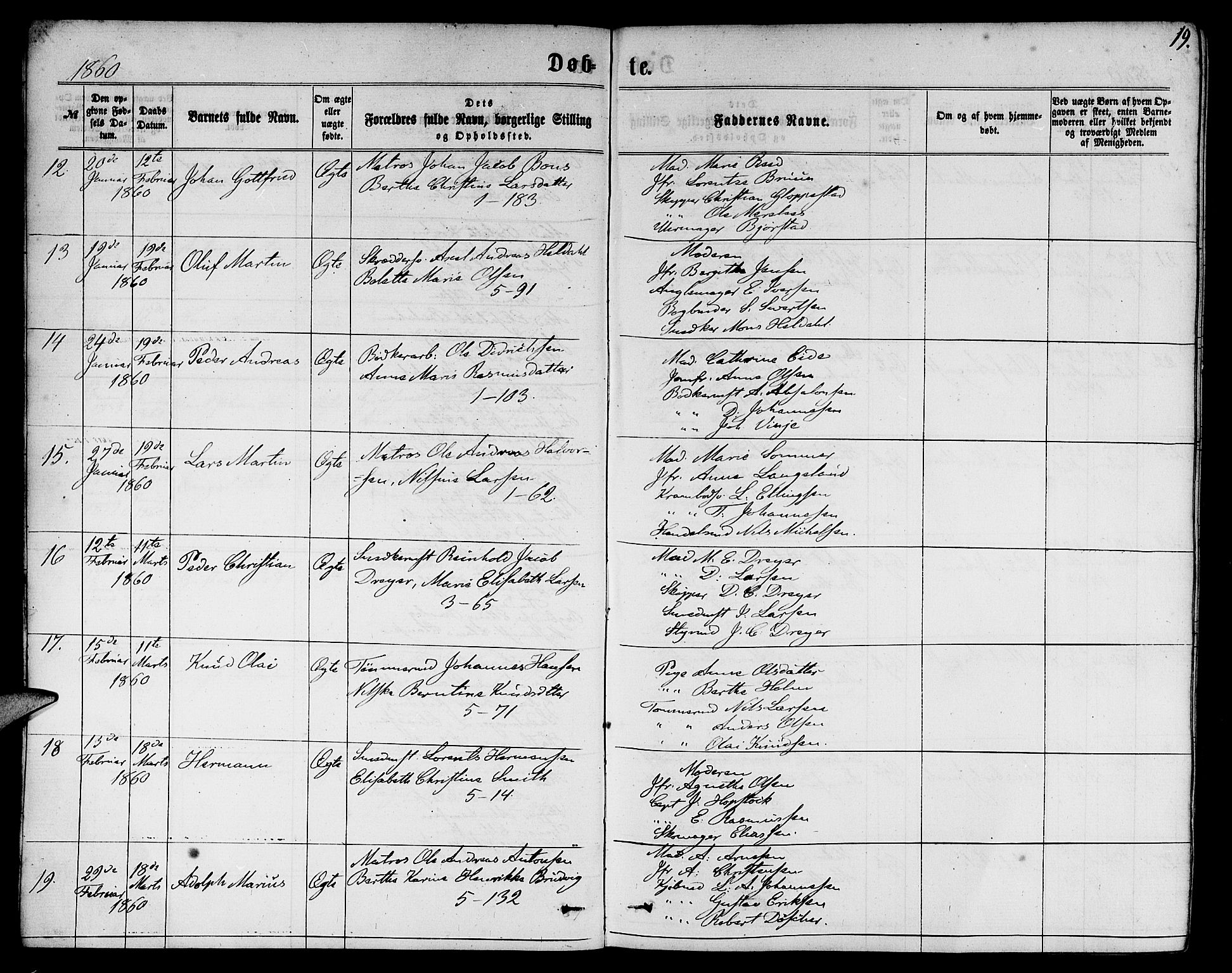 Nykirken Sokneprestembete, AV/SAB-A-77101/H/Hab: Parish register (copy) no. B 2, 1859-1868, p. 19