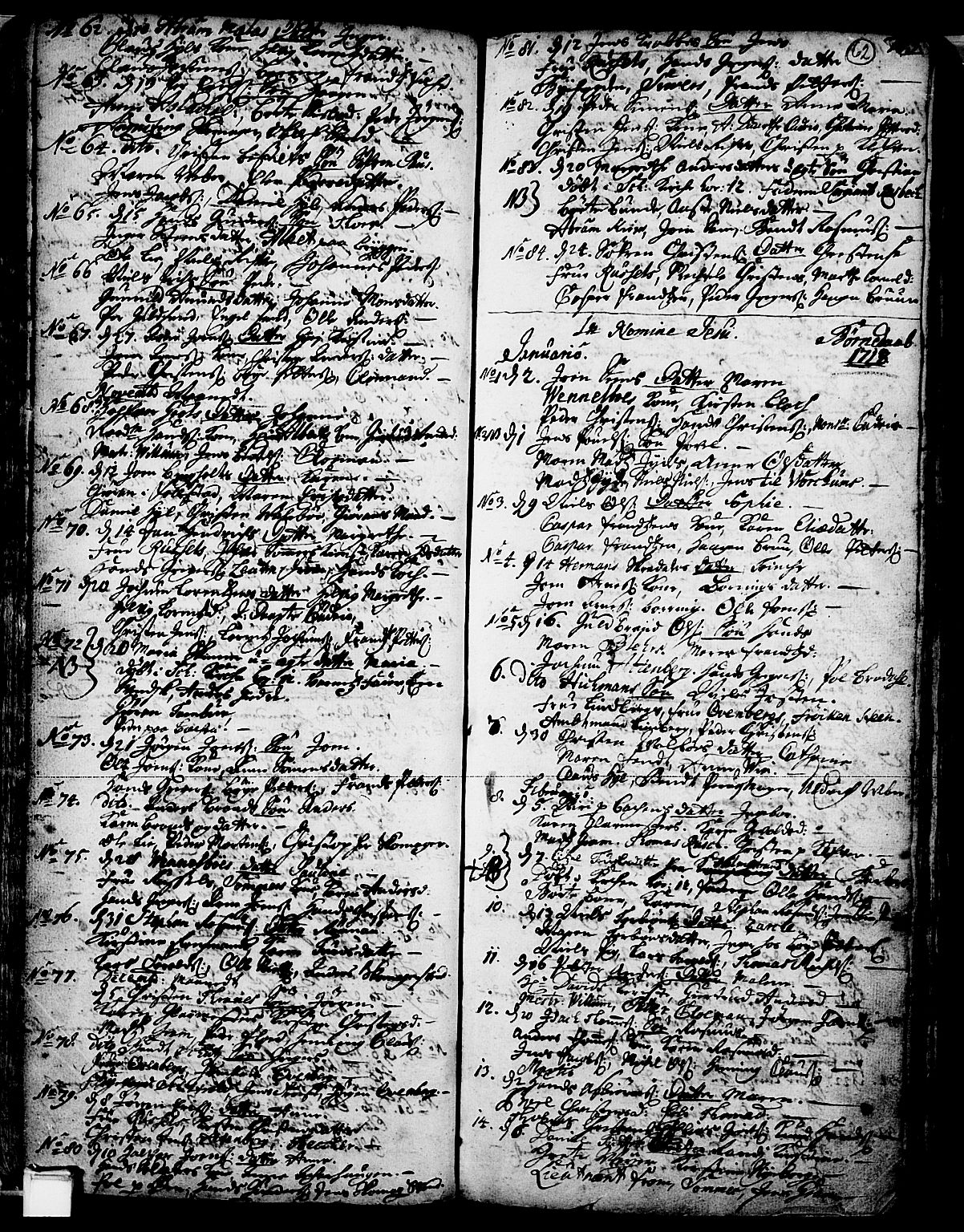 Skien kirkebøker, SAKO/A-302/F/Fa/L0002: Parish register (official) no. 2, 1716-1757, p. 62