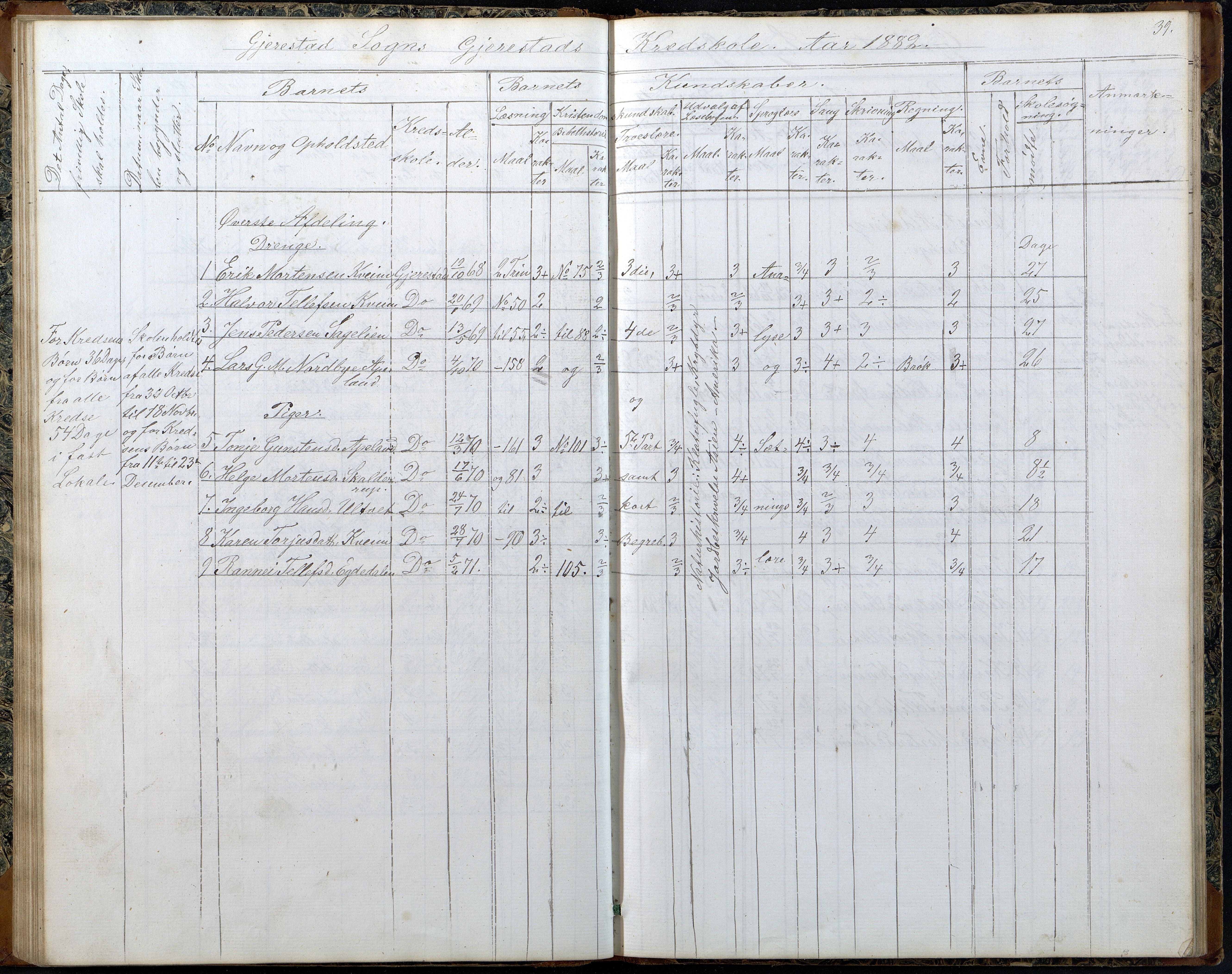 Gjerstad Kommune, Gjerstad Skole, AAKS/KA0911-550a/F02/L0006: Skoleprotokoll, 1863-1891, p. 39