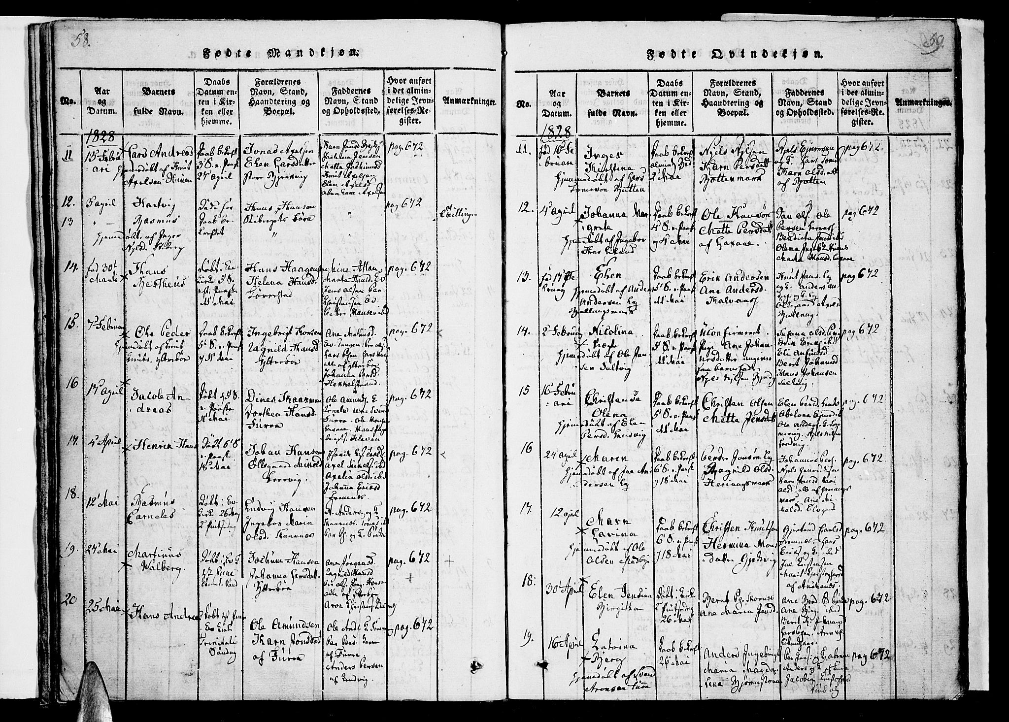 Ministerialprotokoller, klokkerbøker og fødselsregistre - Nordland, SAT/A-1459/863/L0894: Parish register (official) no. 863A06, 1821-1851, p. 58-59