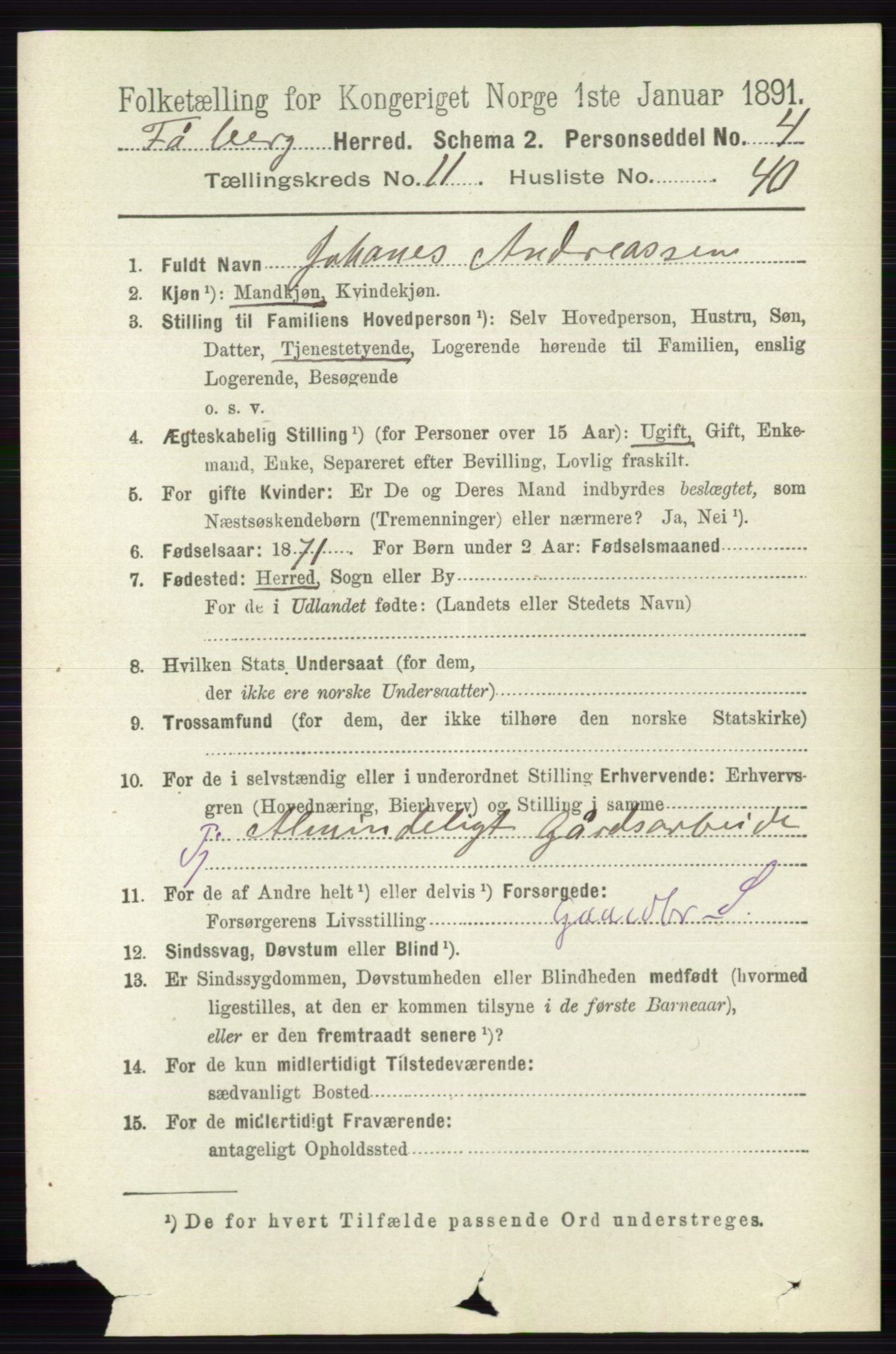 RA, 1891 census for 0524 Fåberg, 1891, p. 4688