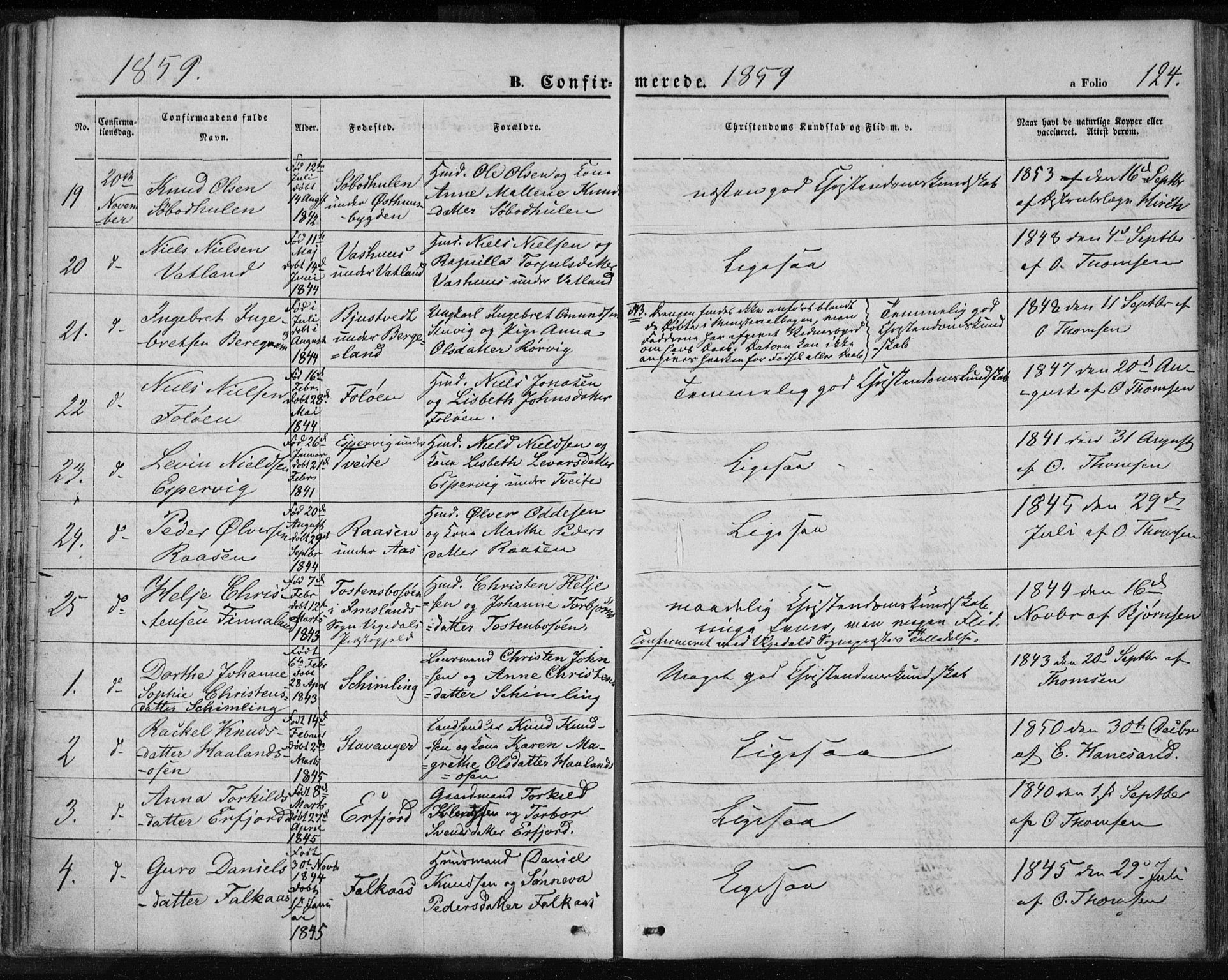 Jelsa sokneprestkontor, AV/SAST-A-101842/01/IV: Parish register (official) no. A 7, 1854-1866, p. 124