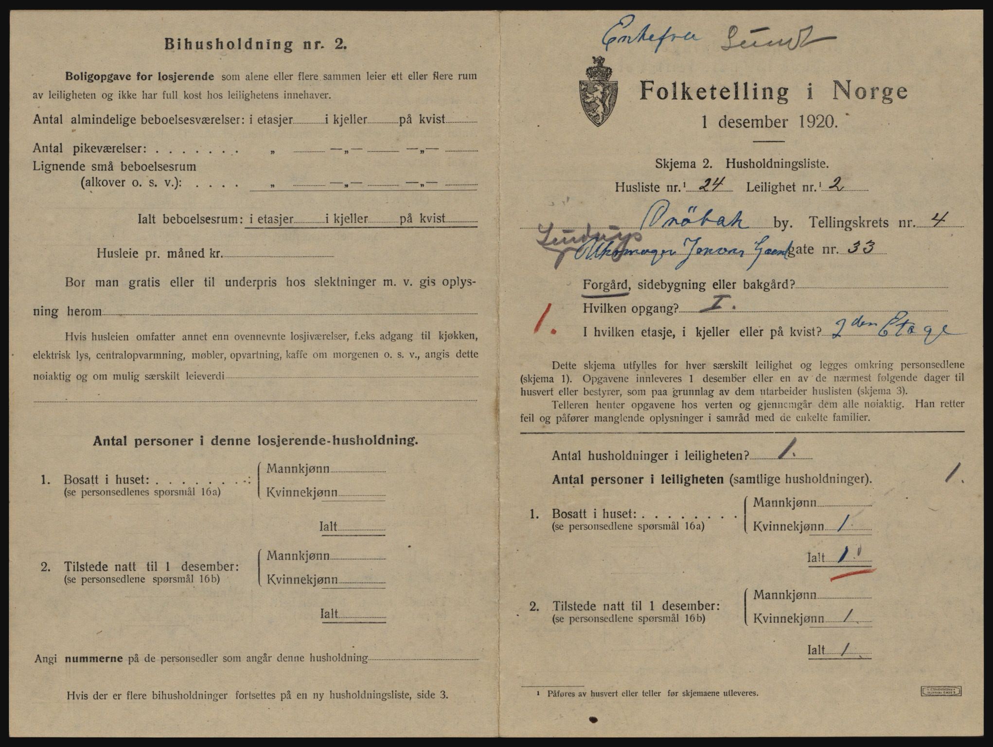 SAO, 1920 census for Drøbak, 1920, p. 1367