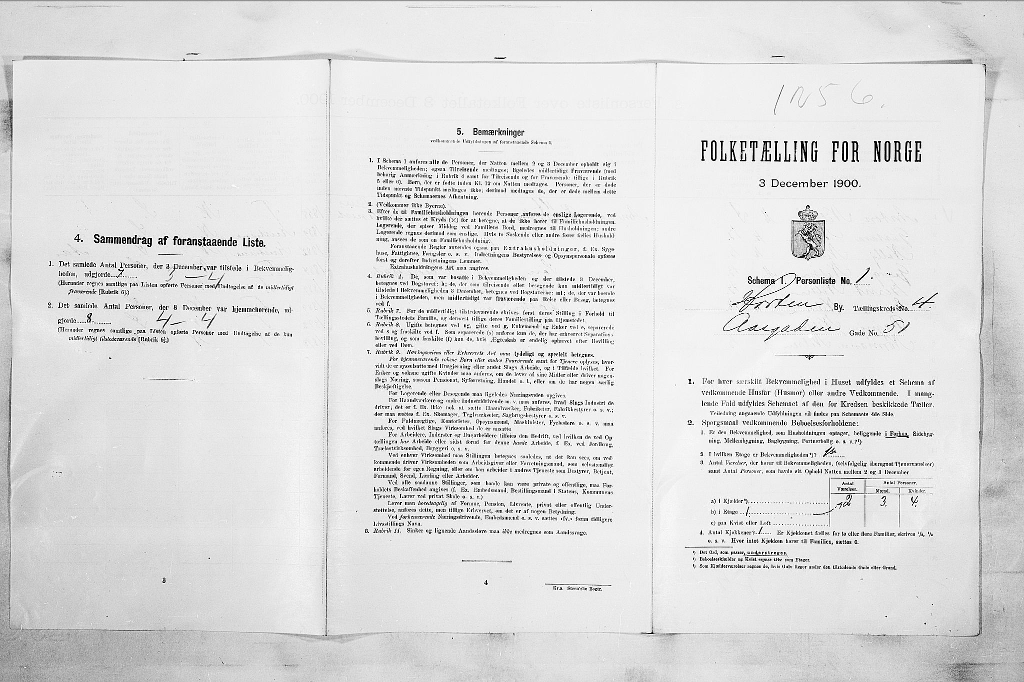 RA, 1900 census for Horten, 1900, p. 34