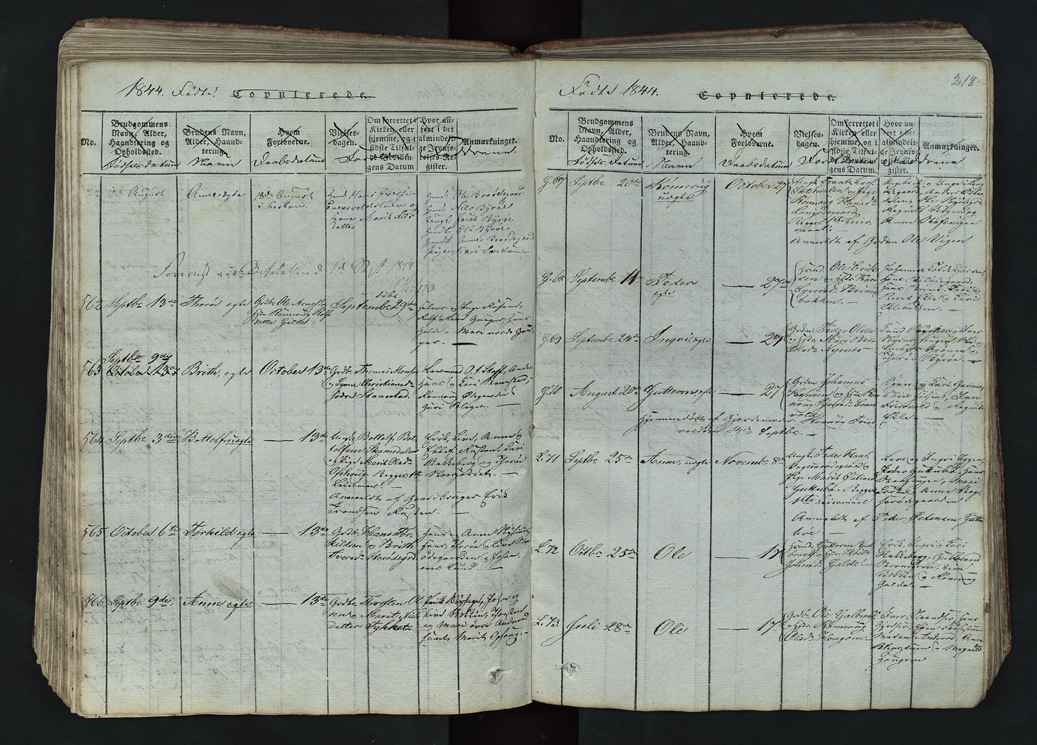 Lom prestekontor, SAH/PREST-070/L/L0002: Parish register (copy) no. 2, 1815-1844, p. 218