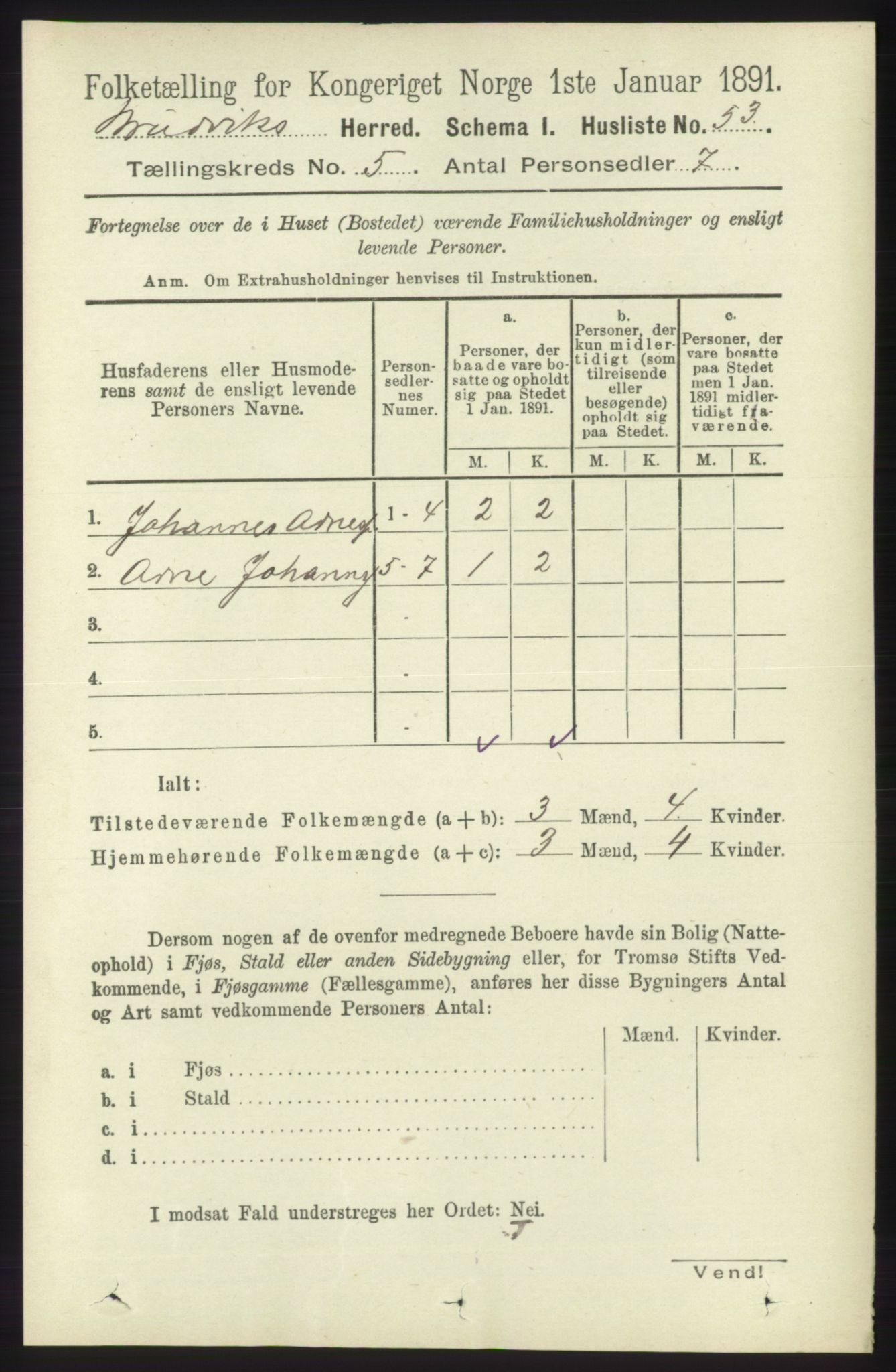 RA, 1891 census for 1251 Bruvik, 1891, p. 1272