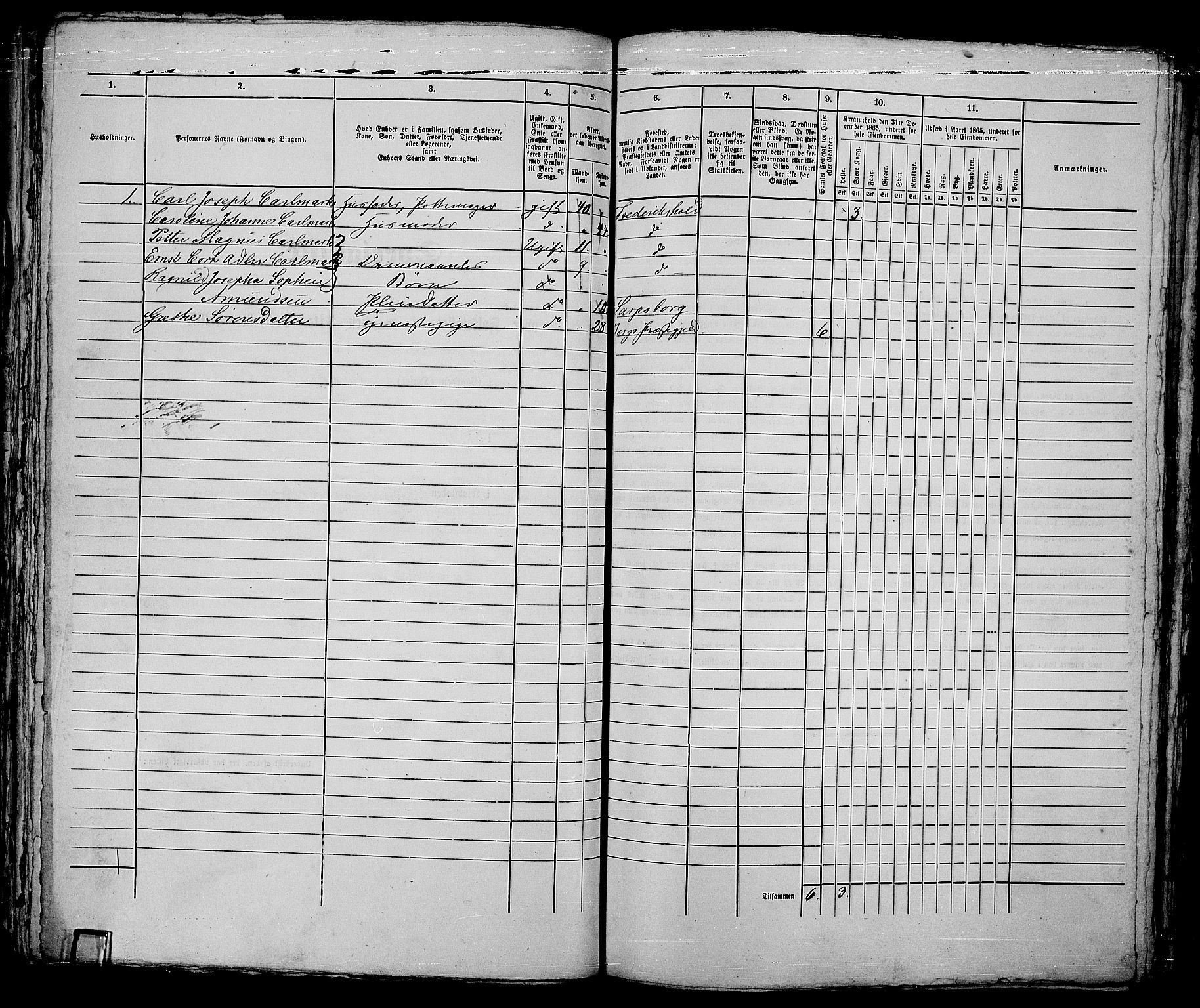 RA, 1865 census for Fredrikshald, 1865, p. 922