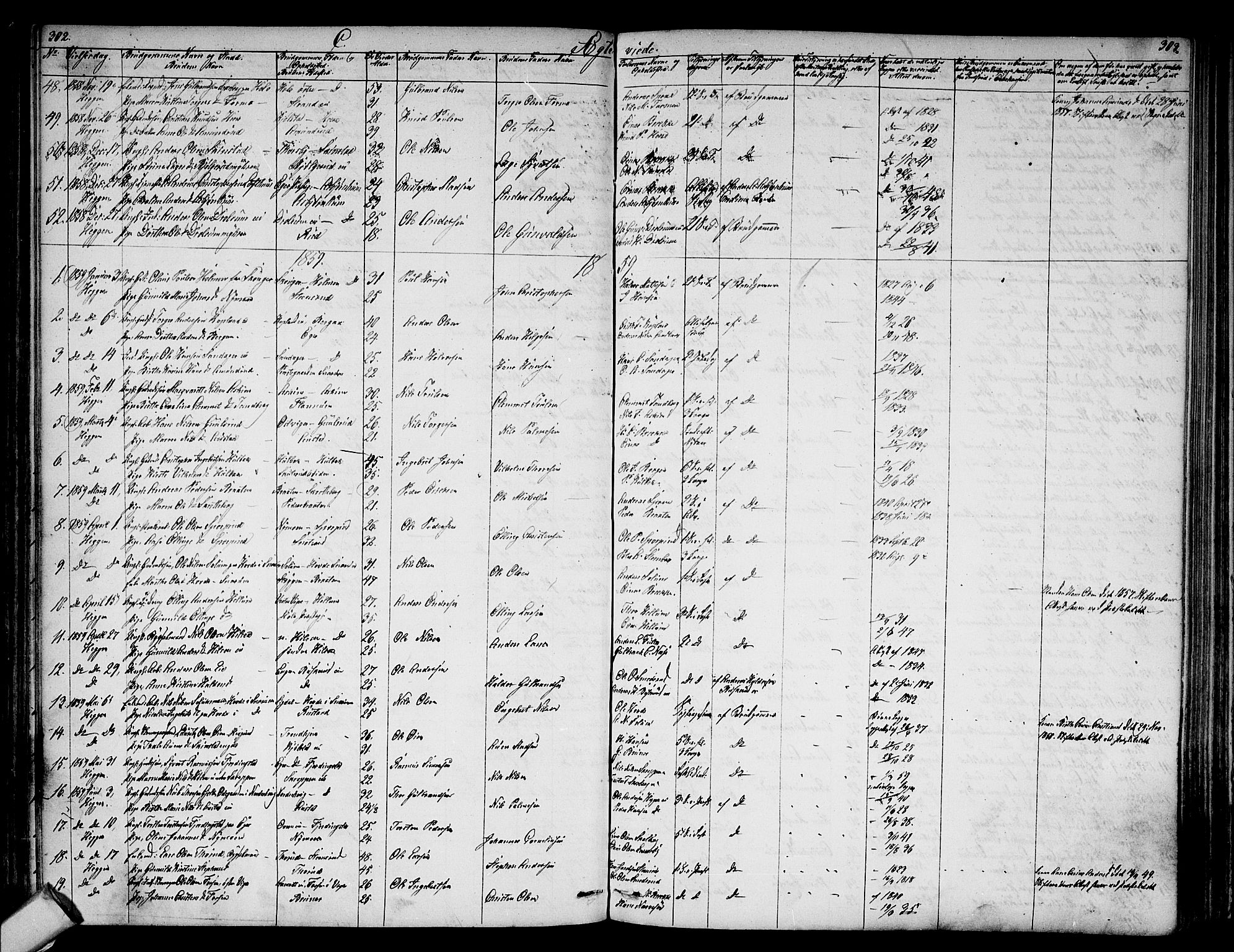 Modum kirkebøker, SAKO/A-234/G/Ga/L0006: Parish register (copy) no. I 6, 1854-1868, p. 302-303