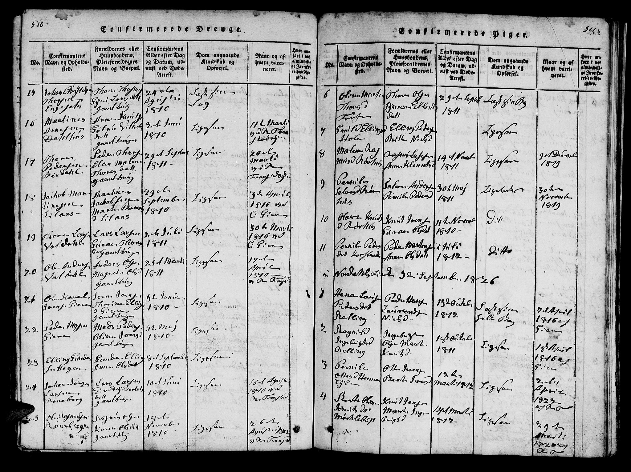 Ministerialprotokoller, klokkerbøker og fødselsregistre - Møre og Romsdal, SAT/A-1454/519/L0246: Parish register (official) no. 519A05, 1817-1834, p. 510-511
