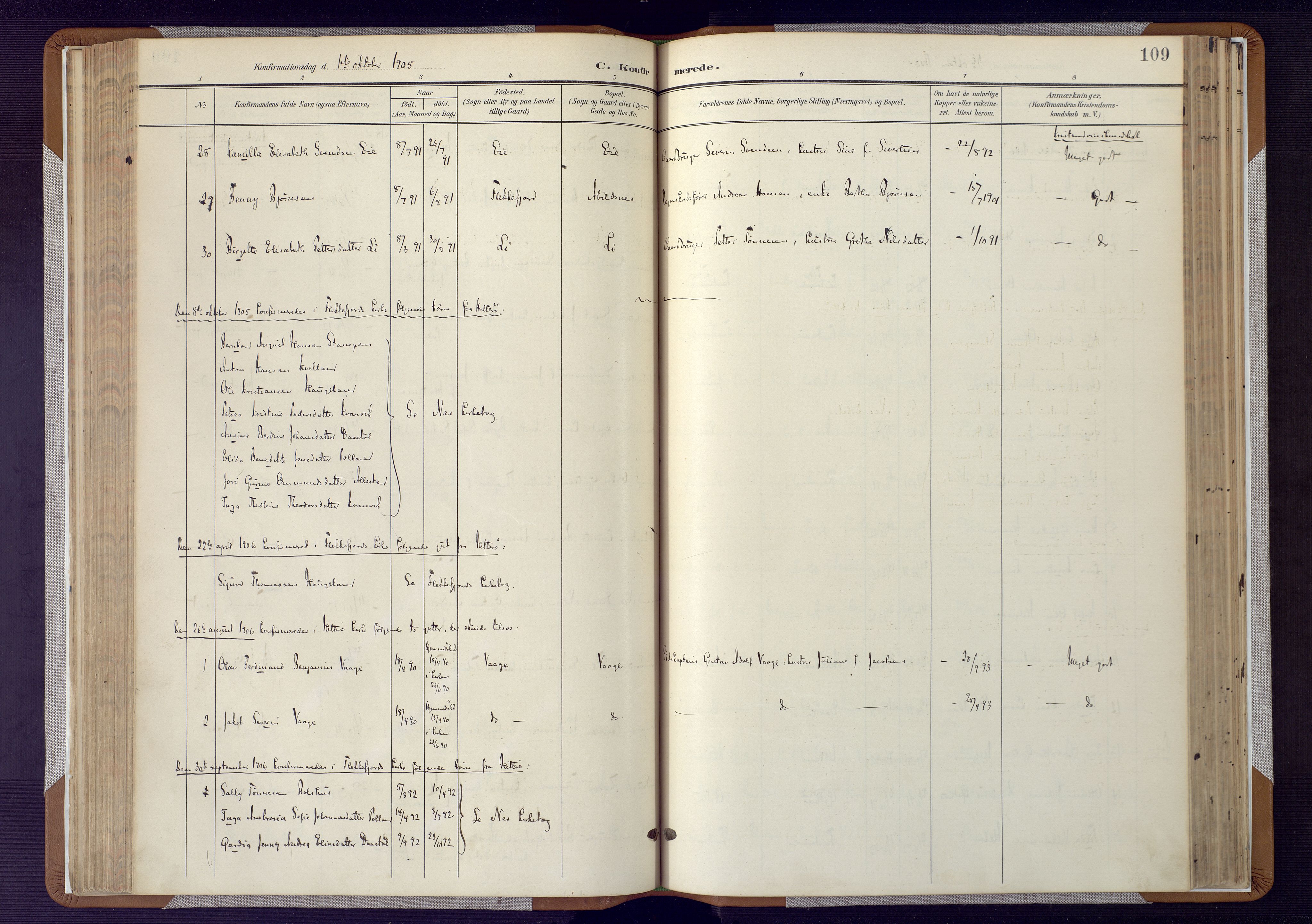 Flekkefjord sokneprestkontor, AV/SAK-1111-0012/F/Fa/Fab/L0007: Parish register (official) no. A 7, 1902-1921, p. 109