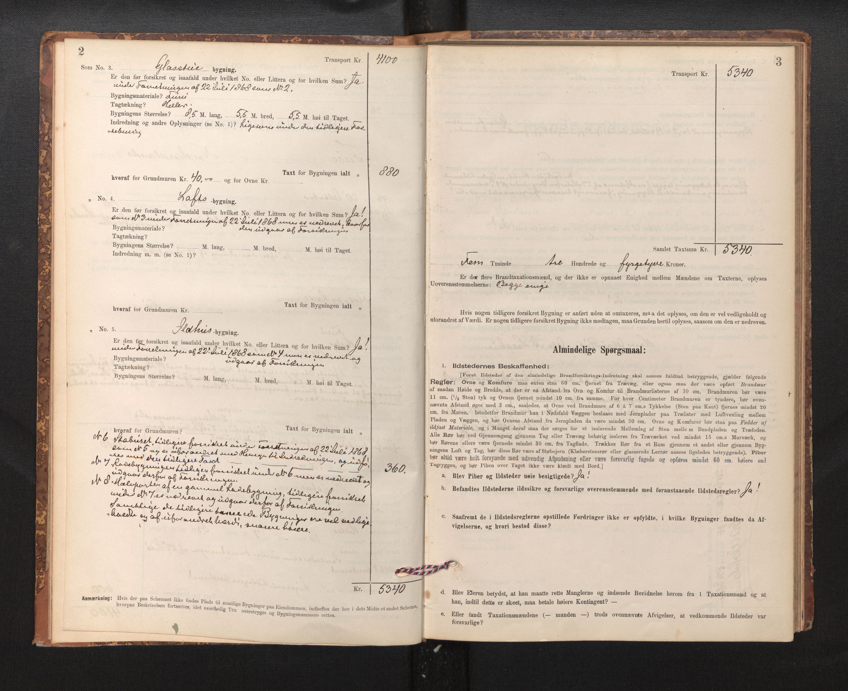 Lensmannen i Fusa, AV/SAB-A-32401/1/0012/L0003: Branntakstprotokoll, skjematakst, 1895-1950, p. 2-3