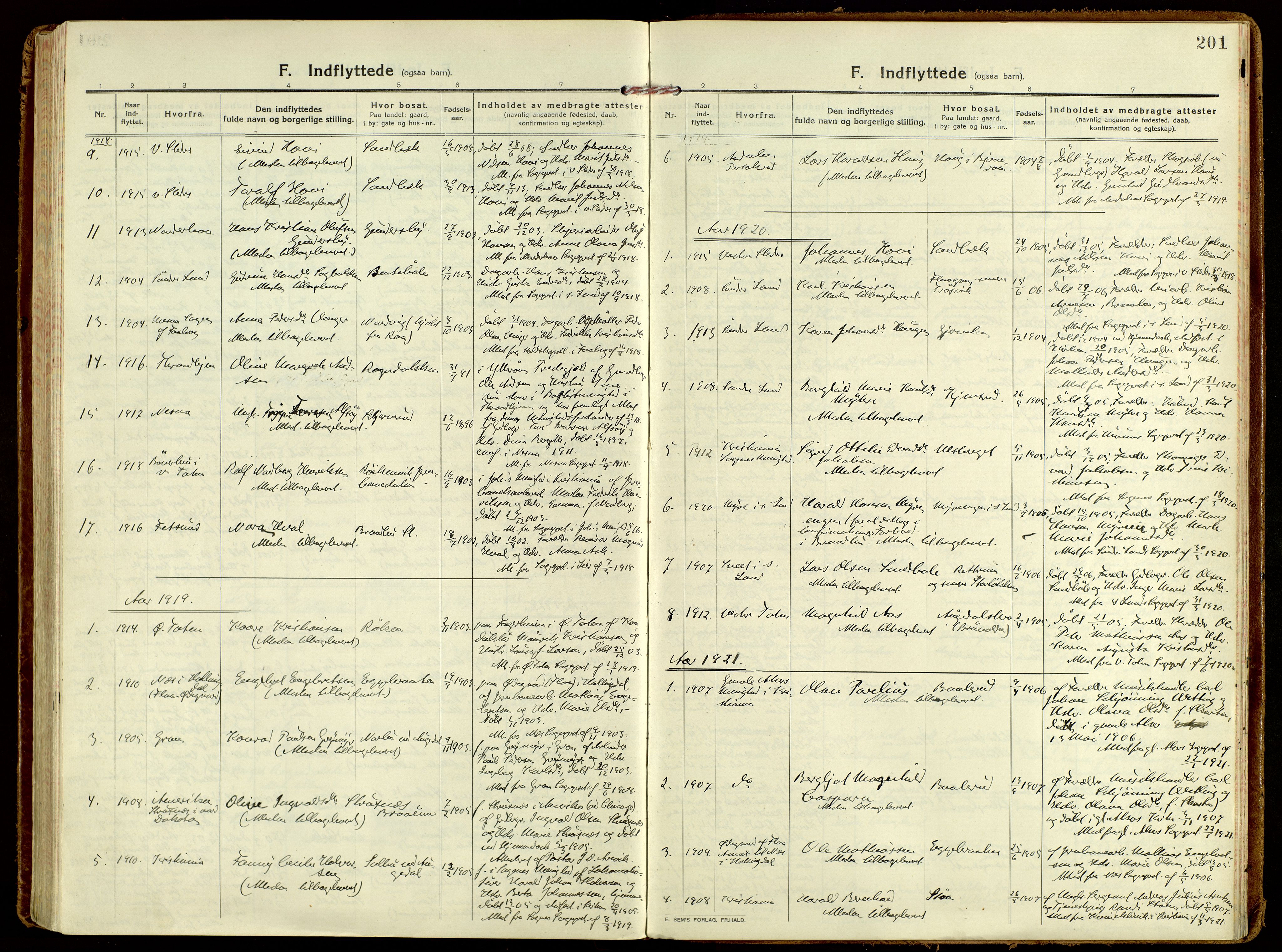 Brandbu prestekontor, AV/SAH-PREST-114/H/Ha/Haa/L0004: Parish register (official) no. 4, 1913-1923, p. 201