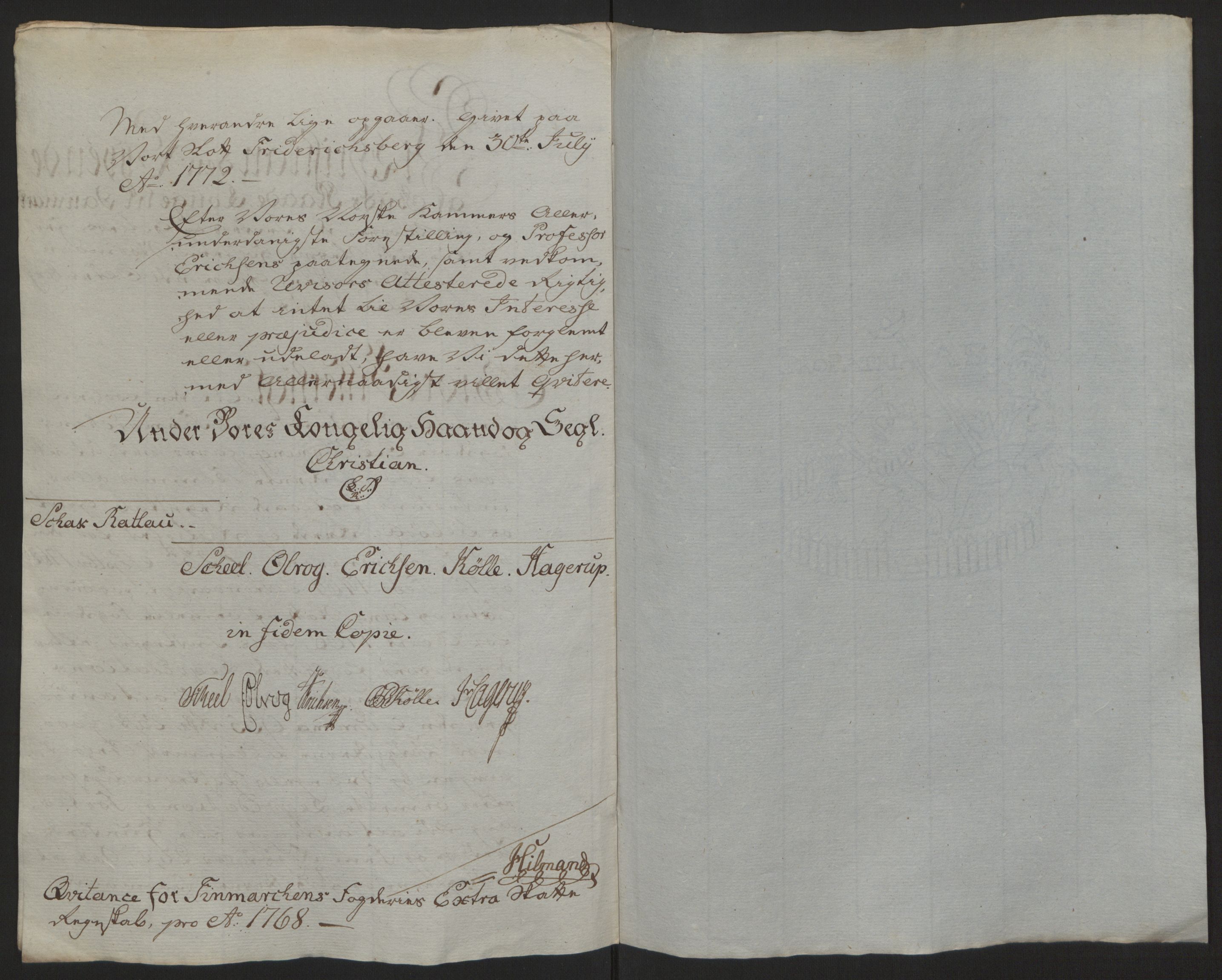Rentekammeret inntil 1814, Reviderte regnskaper, Fogderegnskap, AV/RA-EA-4092/R69/L4910: Ekstraskatten  Finnmark/Vardøhus, 1762-1772, p. 257