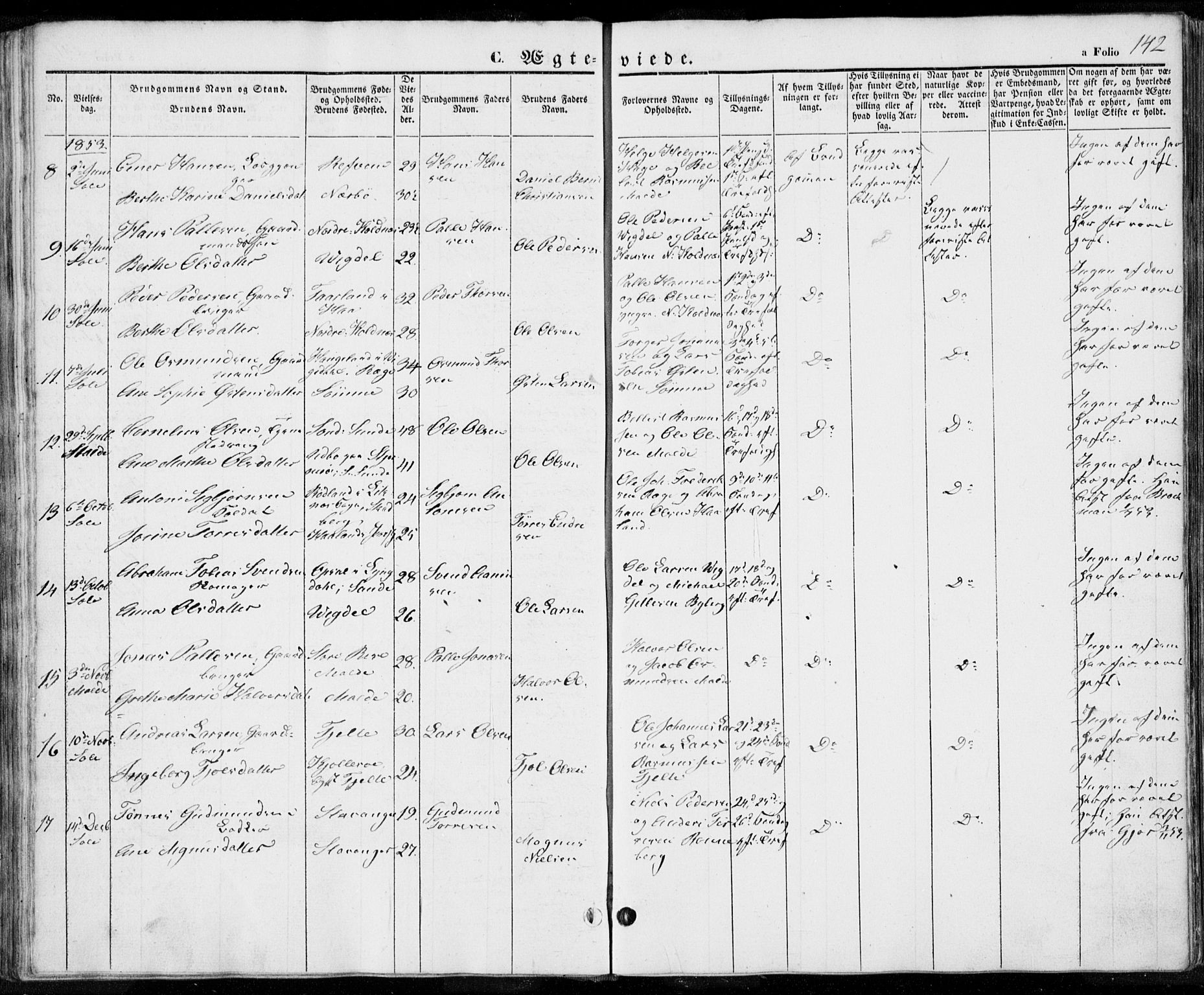 Håland sokneprestkontor, AV/SAST-A-101802/001/30BA/L0006: Parish register (official) no. A 6, 1842-1853, p. 142