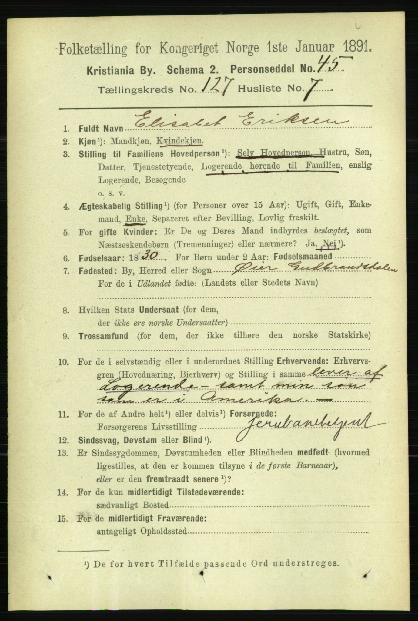 RA, 1891 census for 0301 Kristiania, 1891, p. 68099