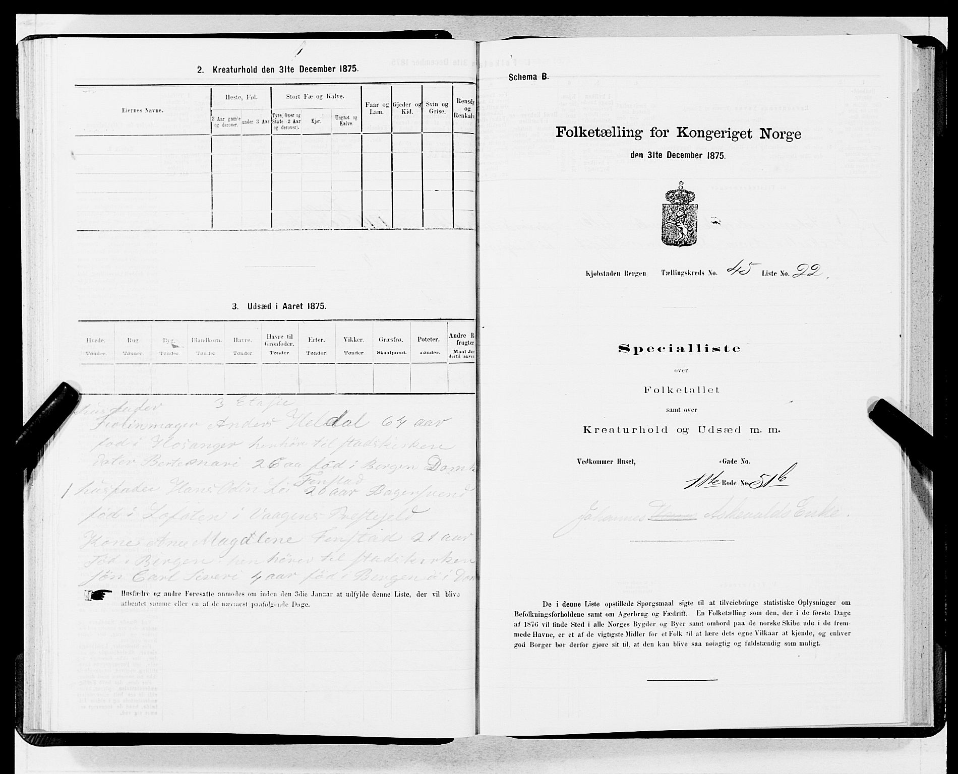 SAB, 1875 census for 1301 Bergen, 1875, p. 2375