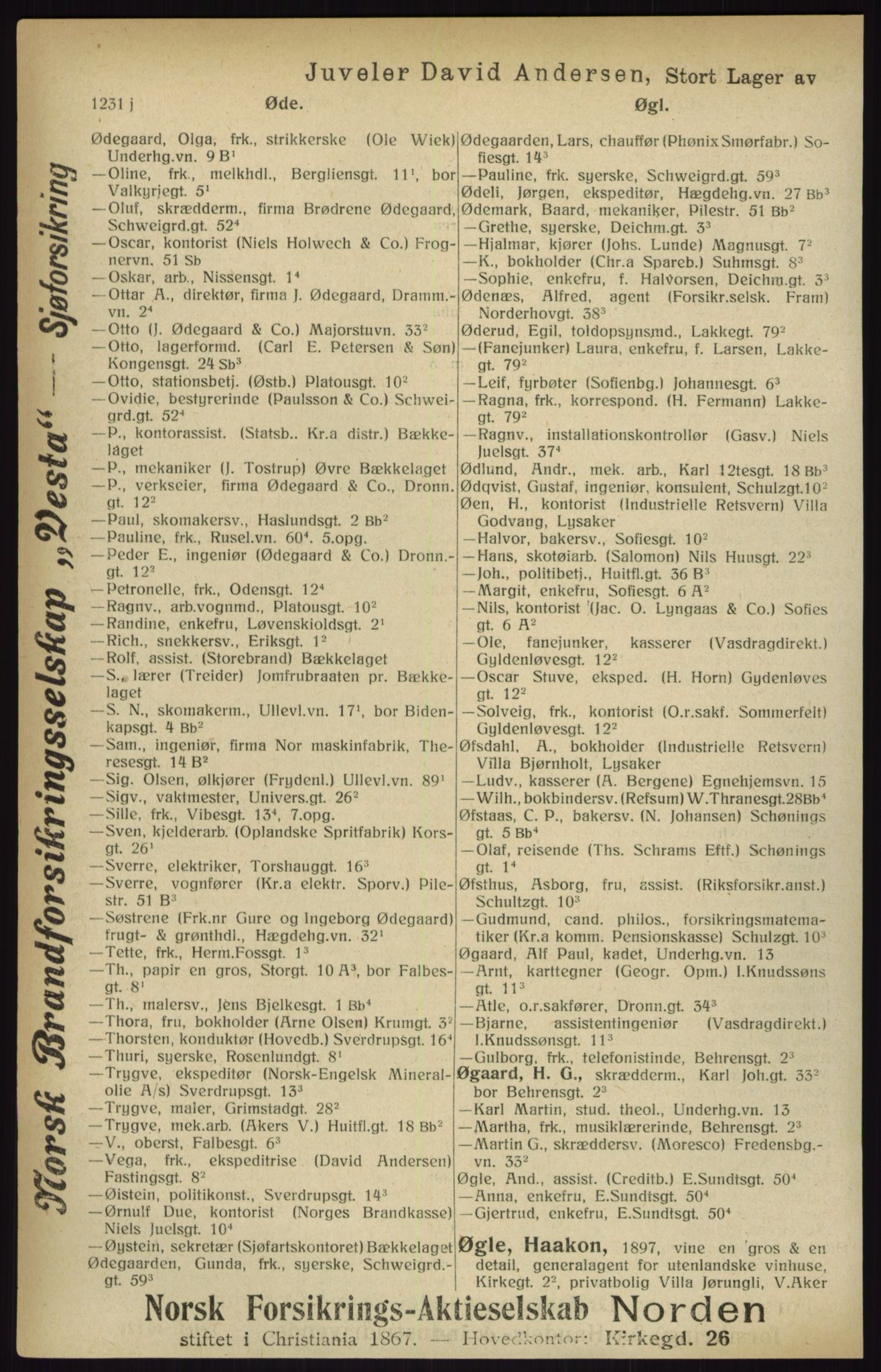 Kristiania/Oslo adressebok, PUBL/-, 1916, p. 1231