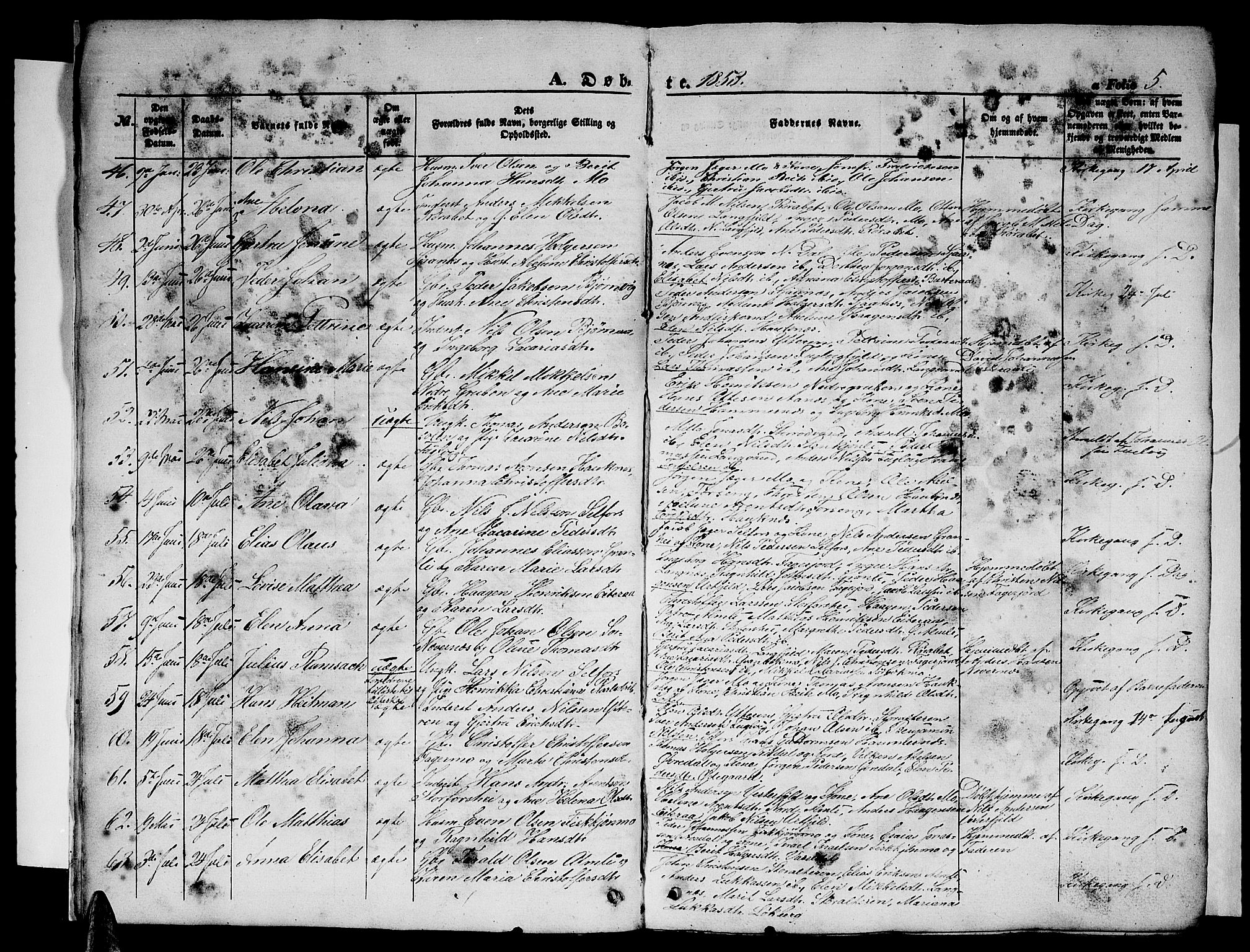 Ministerialprotokoller, klokkerbøker og fødselsregistre - Nordland, SAT/A-1459/827/L0414: Parish register (copy) no. 827C03, 1853-1865, p. 5