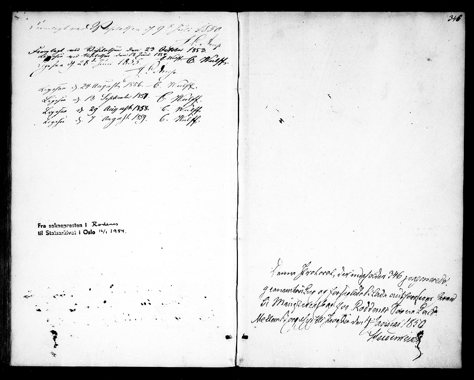 Rødenes prestekontor Kirkebøker, AV/SAO-A-2005/F/Fa/L0006: Parish register (official) no. I 6, 1850-1859, p. 346