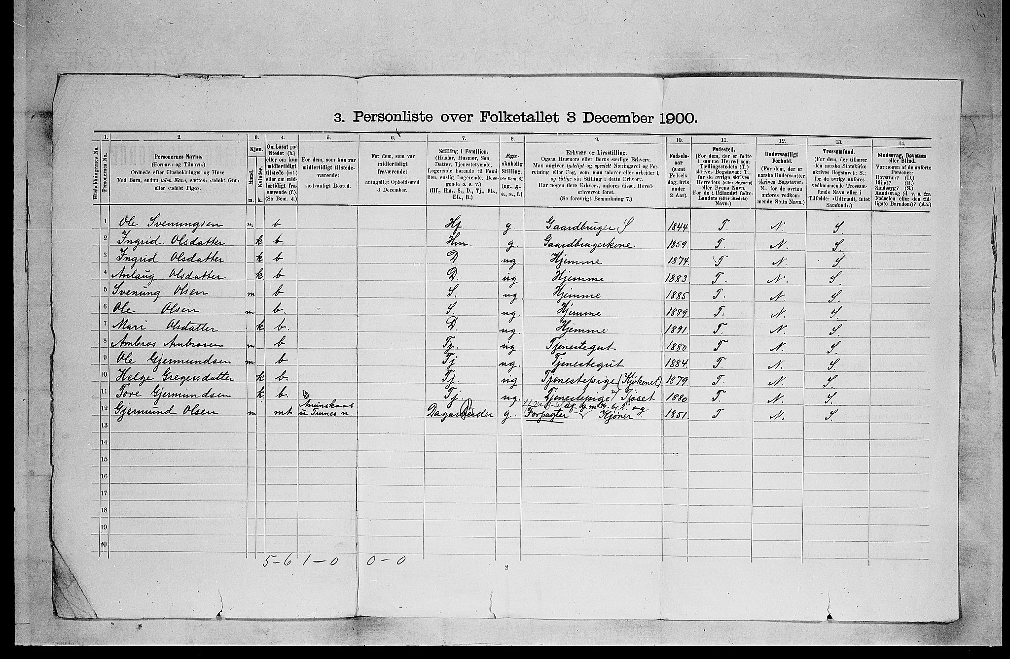 SAKO, 1900 census for Heddal, 1900, p. 505
