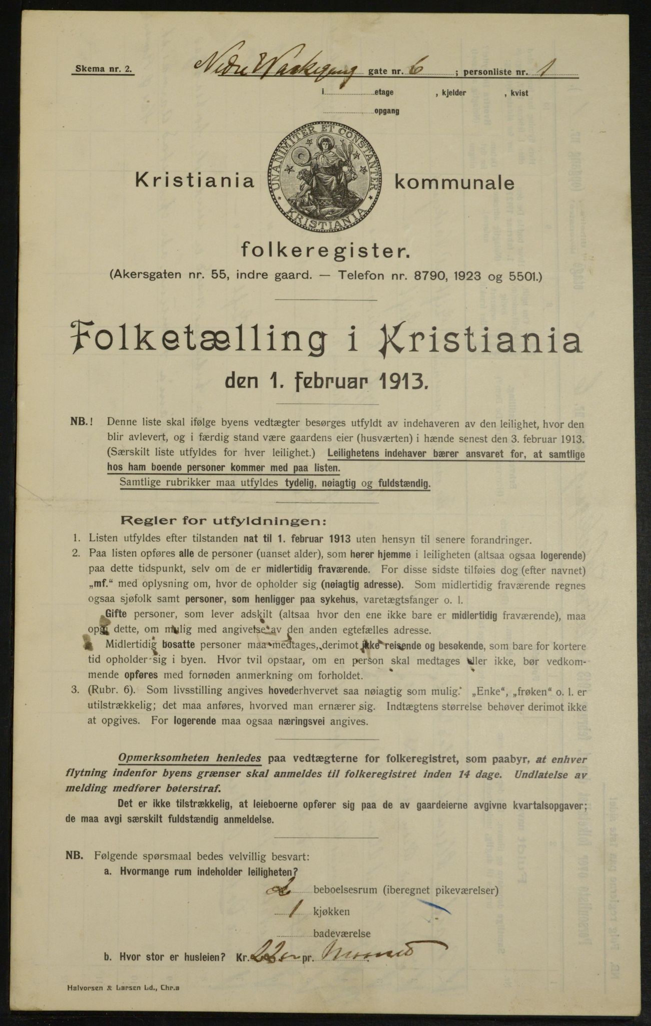 OBA, Municipal Census 1913 for Kristiania, 1913, p. 69508