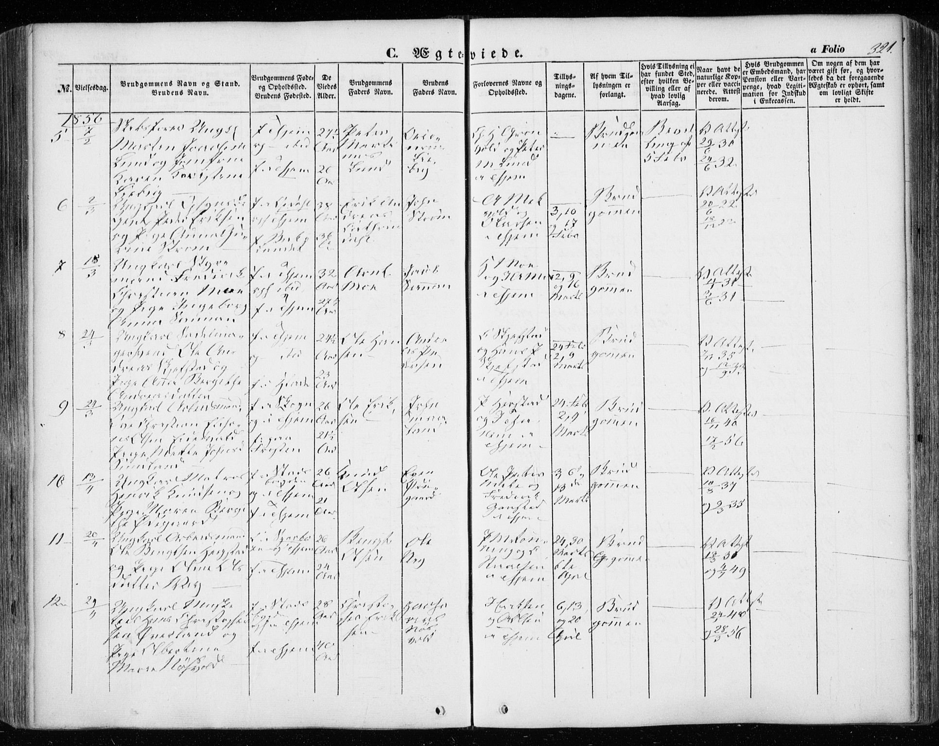 Ministerialprotokoller, klokkerbøker og fødselsregistre - Sør-Trøndelag, SAT/A-1456/601/L0051: Parish register (official) no. 601A19, 1848-1857, p. 321