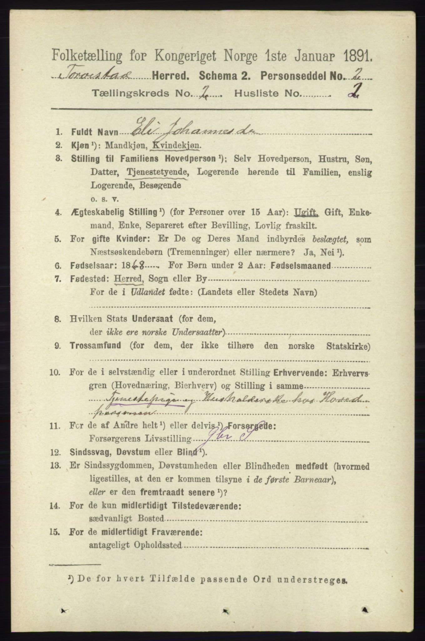 RA, 1891 census for 1152 Torvastad, 1891, p. 520