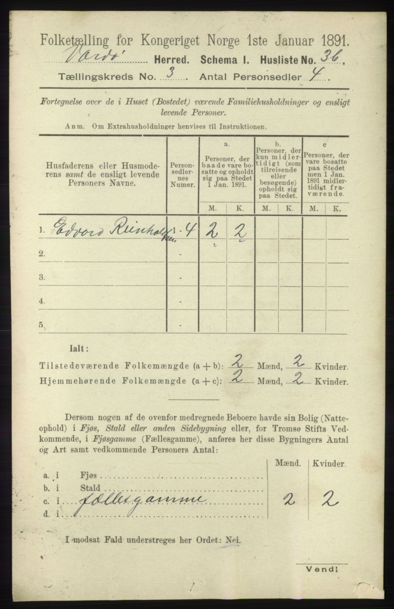 RA, 1891 census for 2028 Vardø, 1891, p. 816