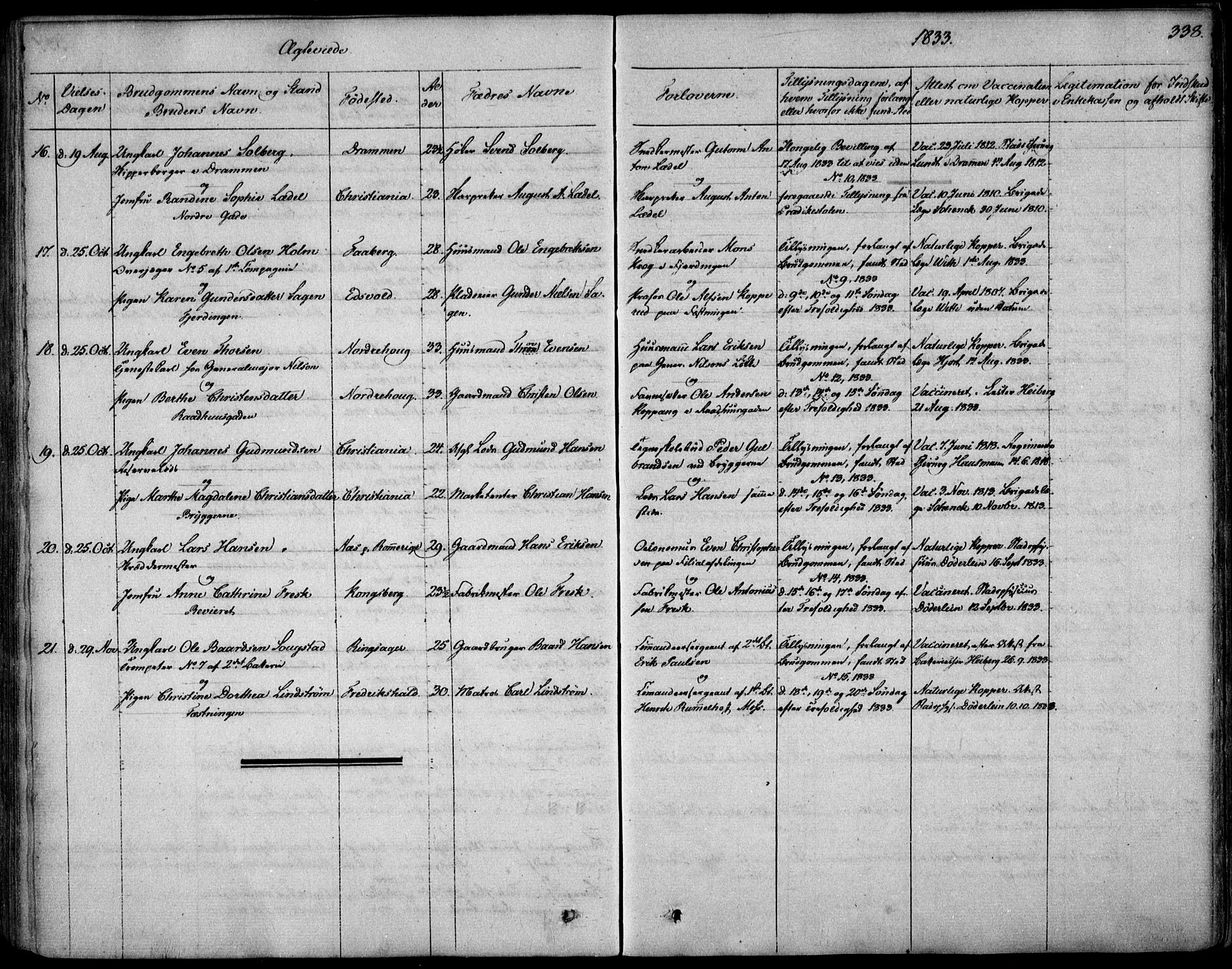 Garnisonsmenigheten Kirkebøker, AV/SAO-A-10846/F/Fa/L0006: Parish register (official) no. 6, 1828-1841, p. 338