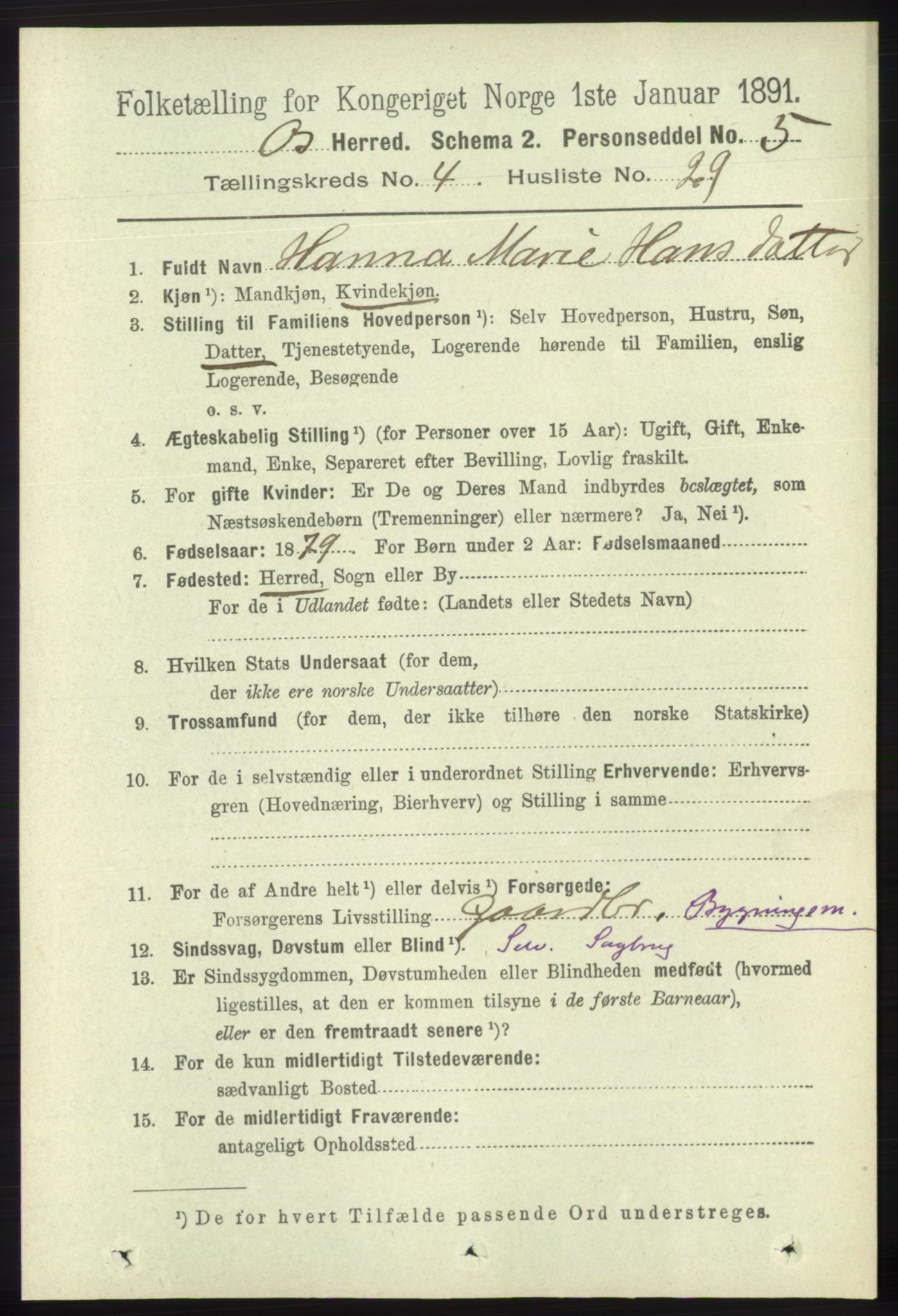 RA, 1891 census for 1243 Os, 1891, p. 1077