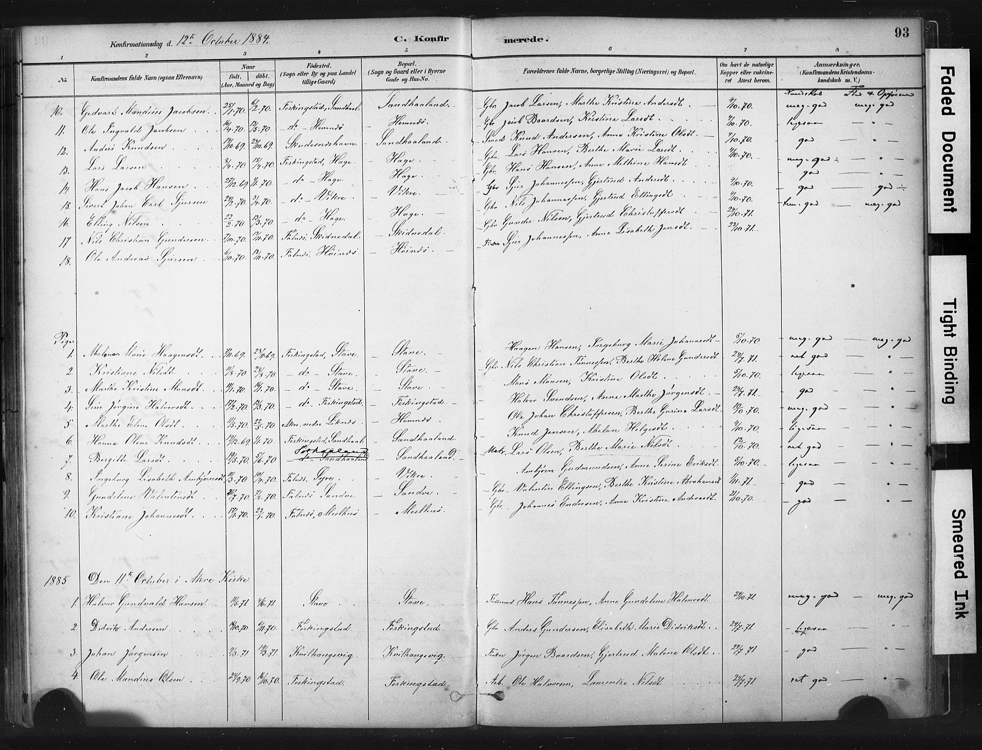 Skudenes sokneprestkontor, SAST/A -101849/H/Ha/Haa/L0010: Parish register (official) no. A 7, 1882-1912, p. 93