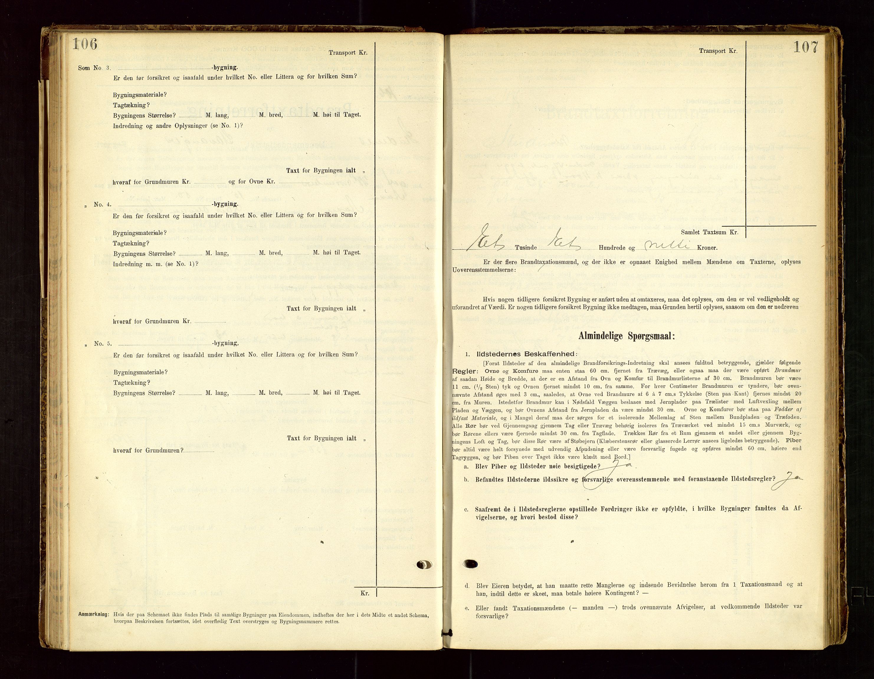Skudenes lensmannskontor, SAST/A-100444/Gob/L0001: "Brandtaxationsprotokoll", 1895-1924, p. 106-107