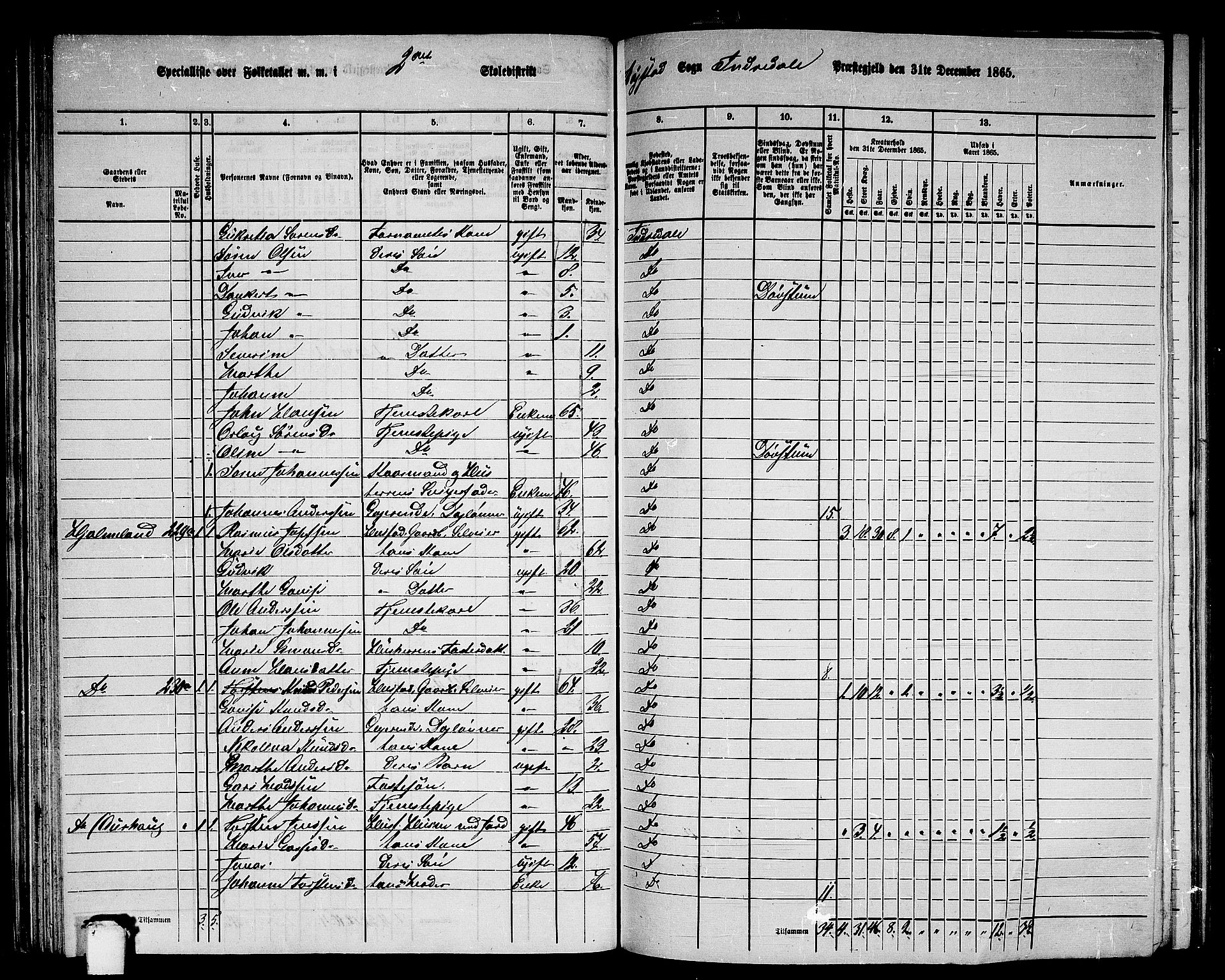 RA, 1865 census for Indre Holmedal, 1865, p. 64