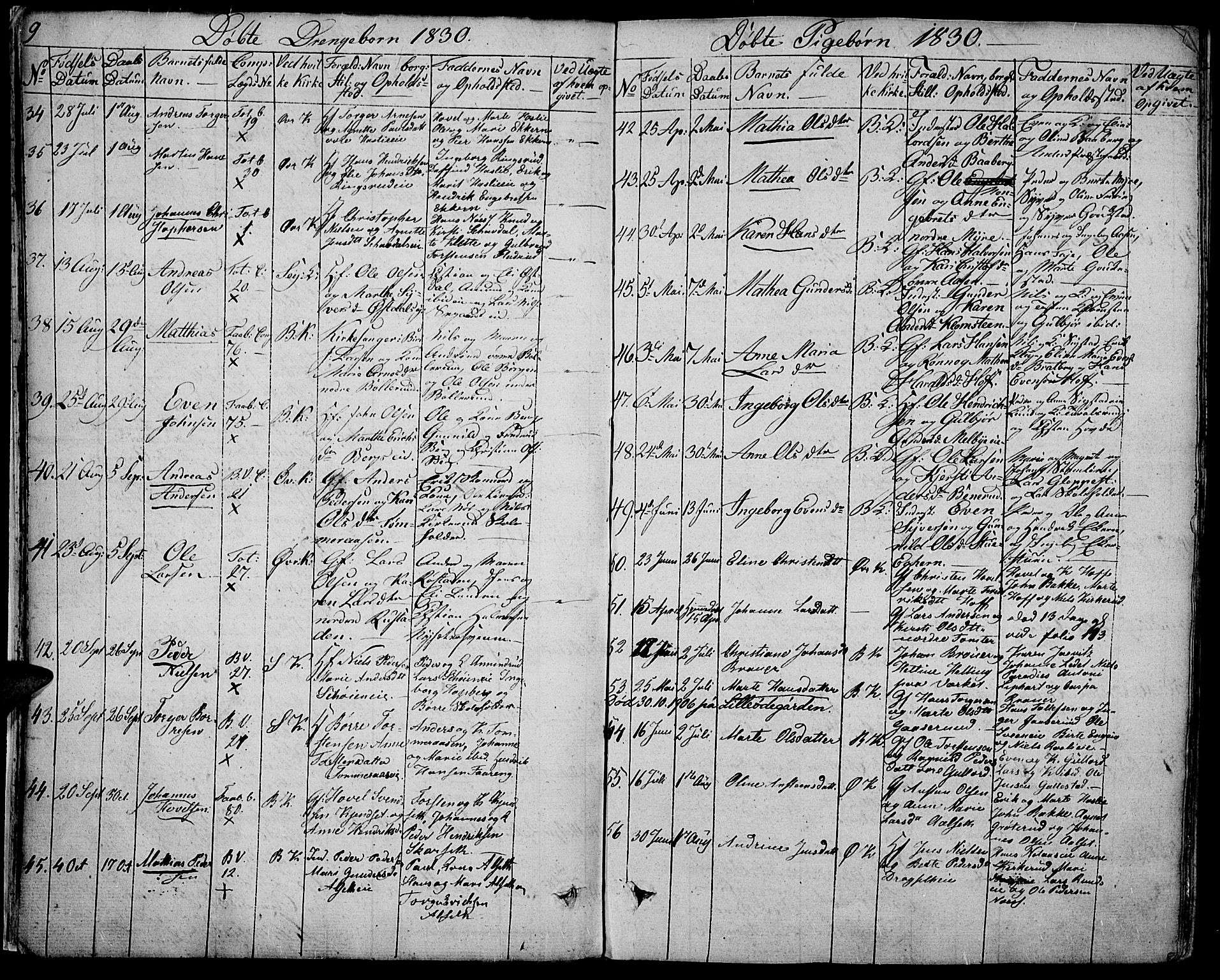 Biri prestekontor, AV/SAH-PREST-096/H/Ha/Haa/L0004: Parish register (official) no. 4, 1829-1842, p. 9