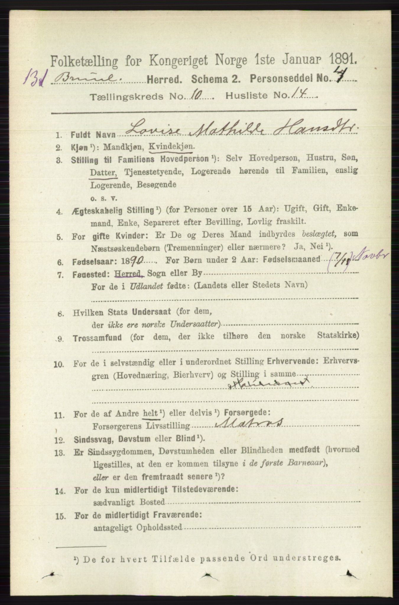 RA, 1891 census for 0726 Brunlanes, 1891, p. 4866