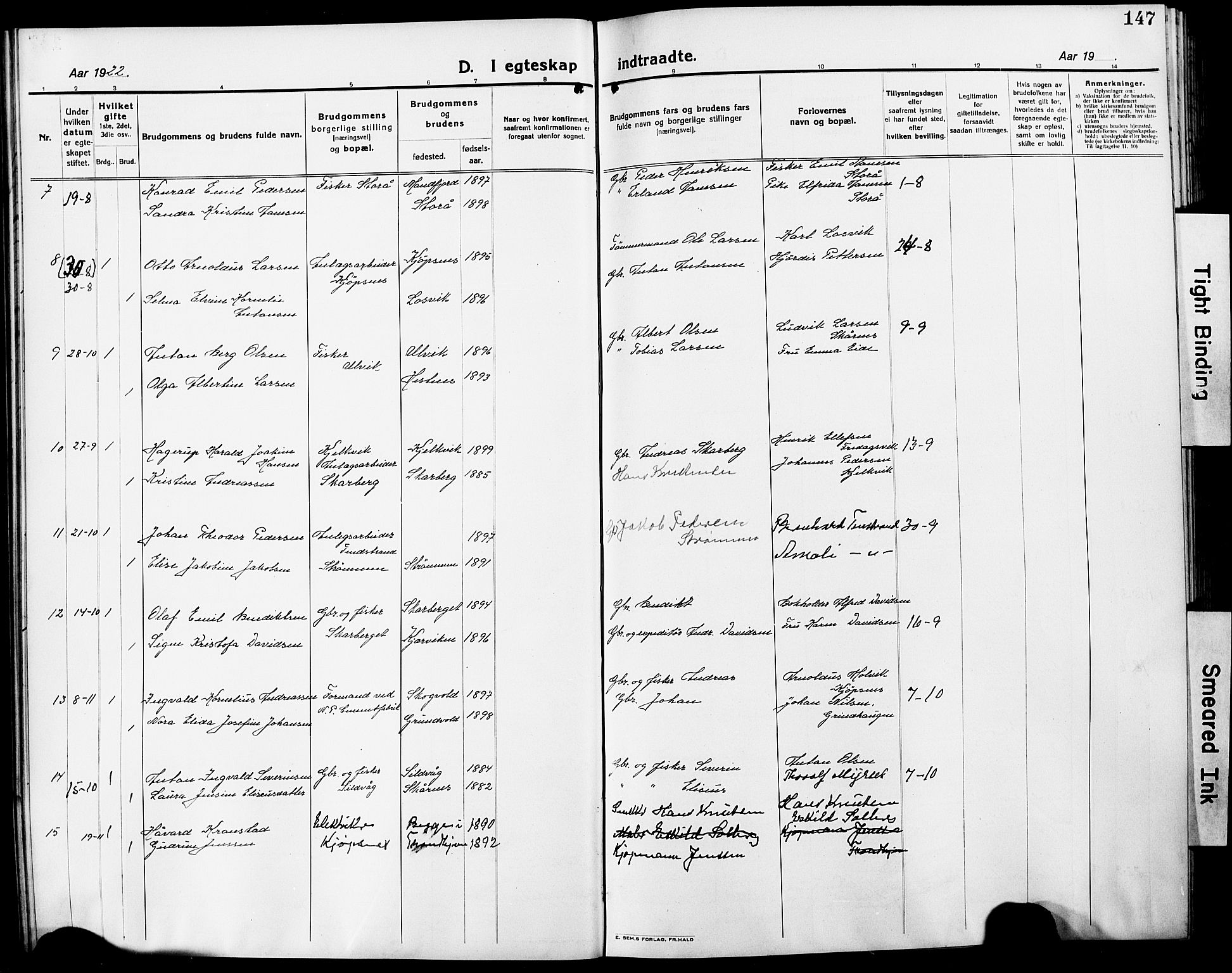 Ministerialprotokoller, klokkerbøker og fødselsregistre - Nordland, AV/SAT-A-1459/861/L0878: Parish register (copy) no. 861C04, 1917-1928, p. 147