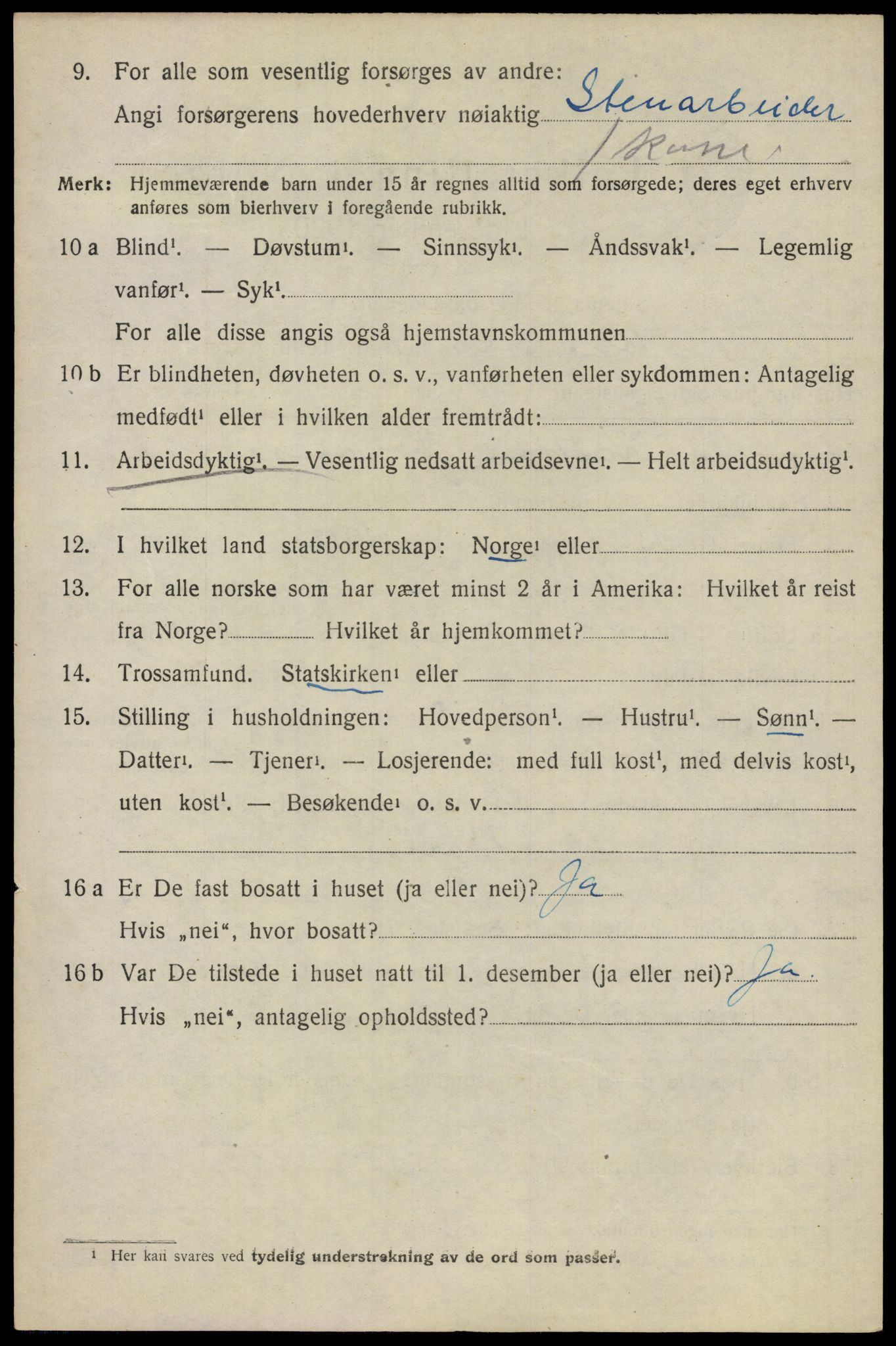 SAO, 1920 census for Ullensaker, 1920, p. 9034