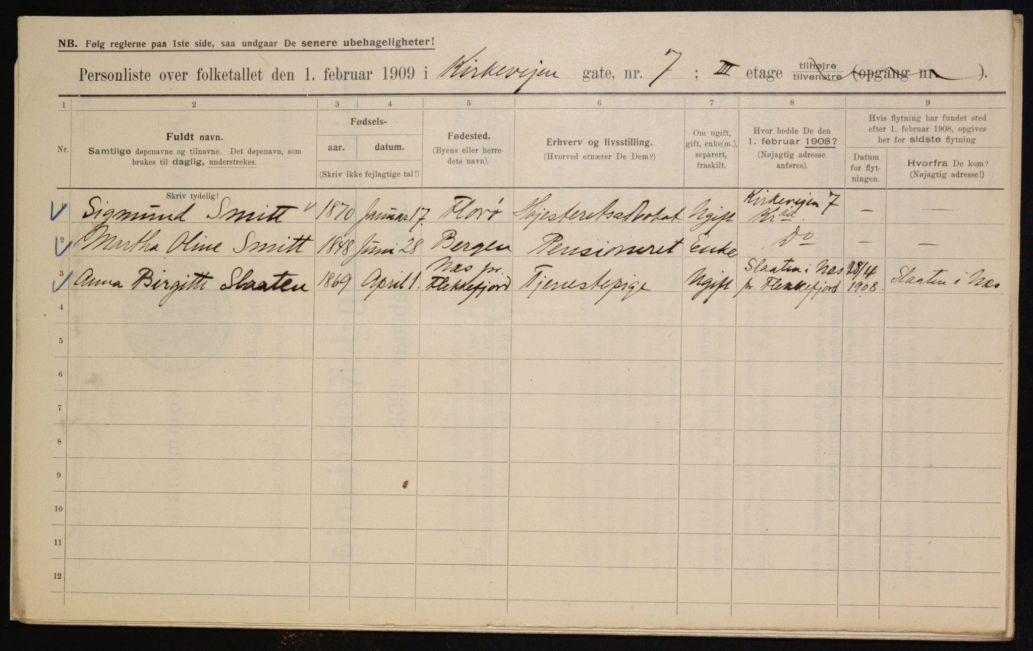 OBA, Municipal Census 1909 for Kristiania, 1909, p. 46457